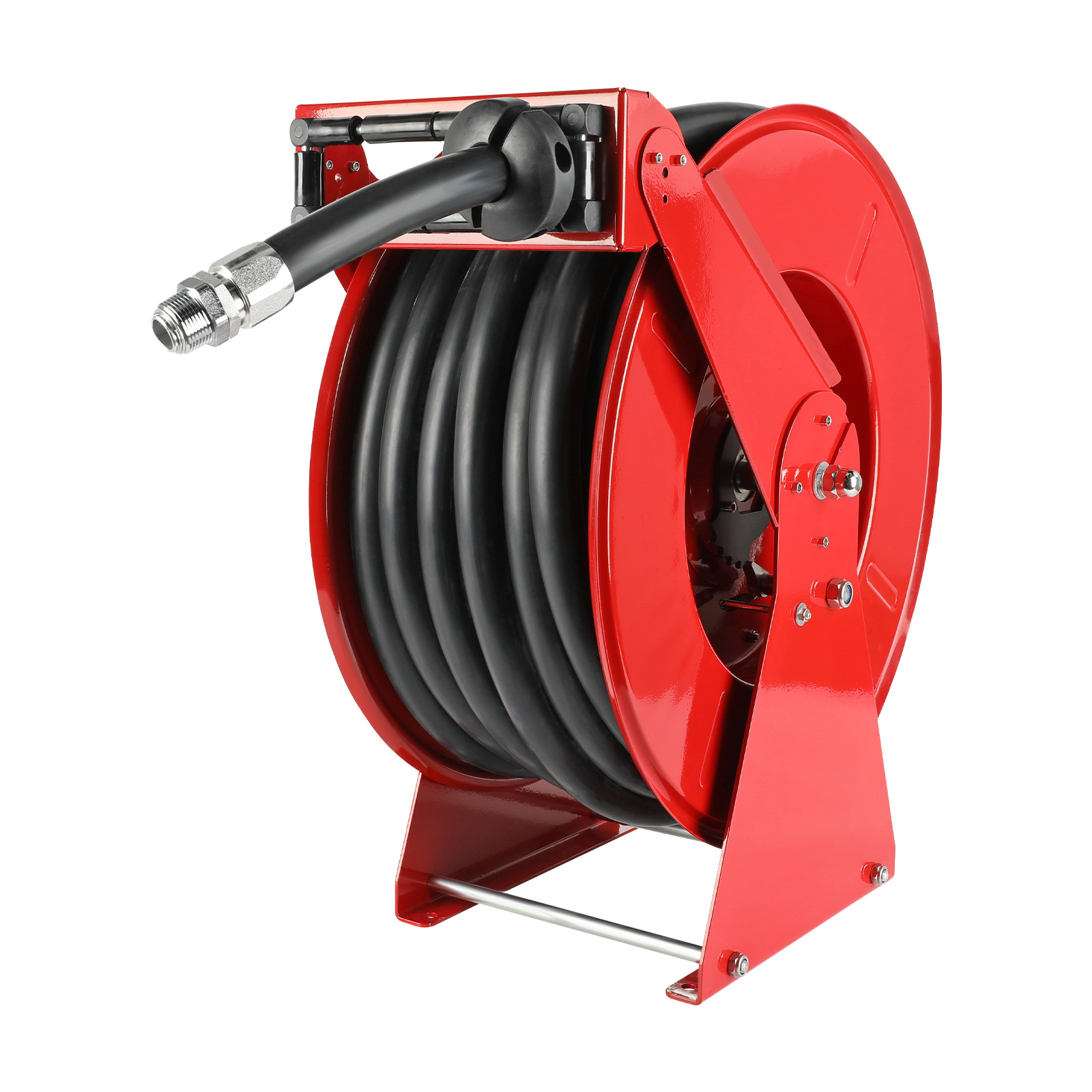 Brearo 1" x 82ft Retractable Diesel Fuel Hose Reel - Heavy Duty Spring Driven, Auto Retract, 300 PSI, Industrial Hose Reel for Aircraft, Trucks, Ships, & Vehicles