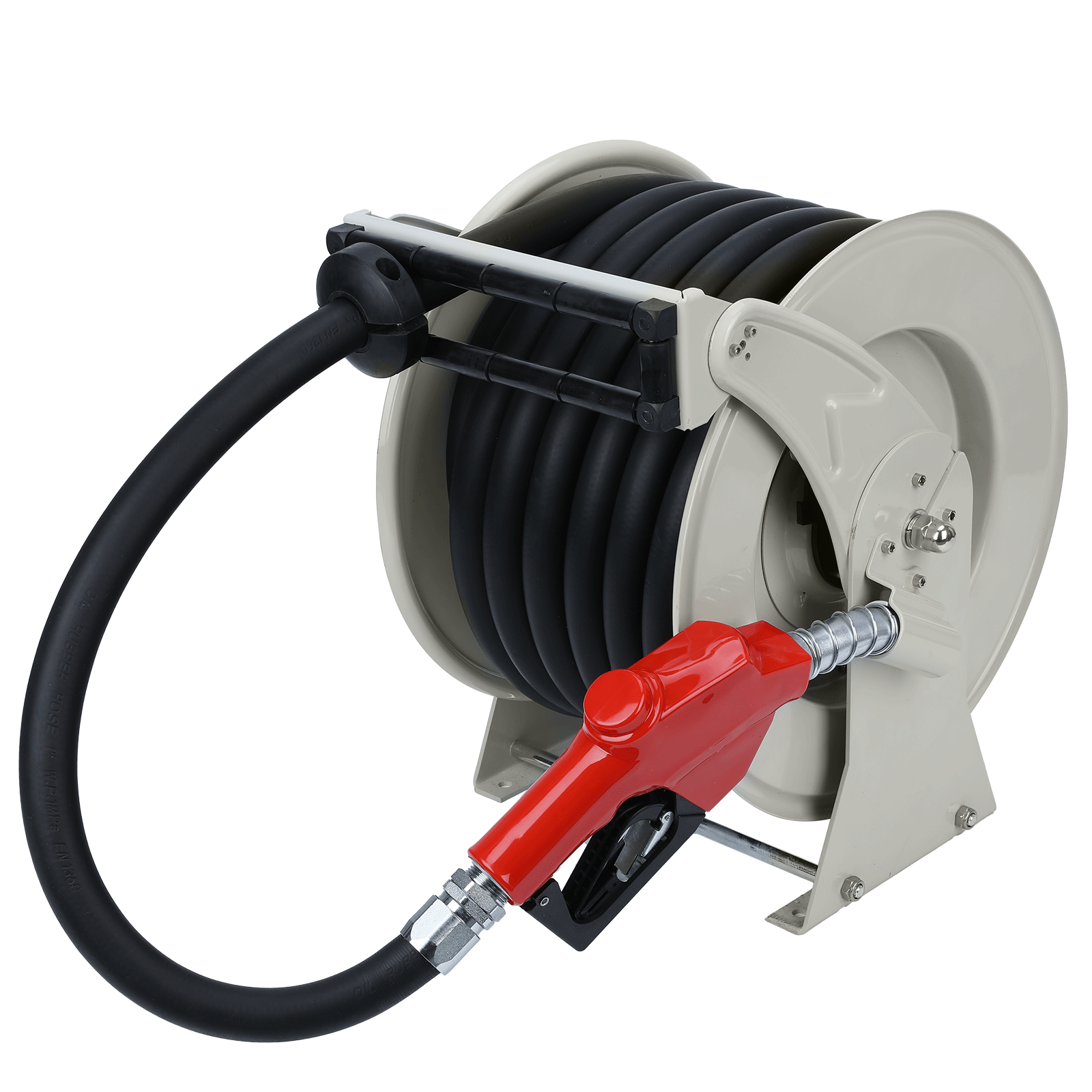 BreAro 1" x 50FT Diesel Fuel Hose Reel – Auto Shut-Off Nozzle, 300 PSI, Heavy-Duty Industrial Hose Reel