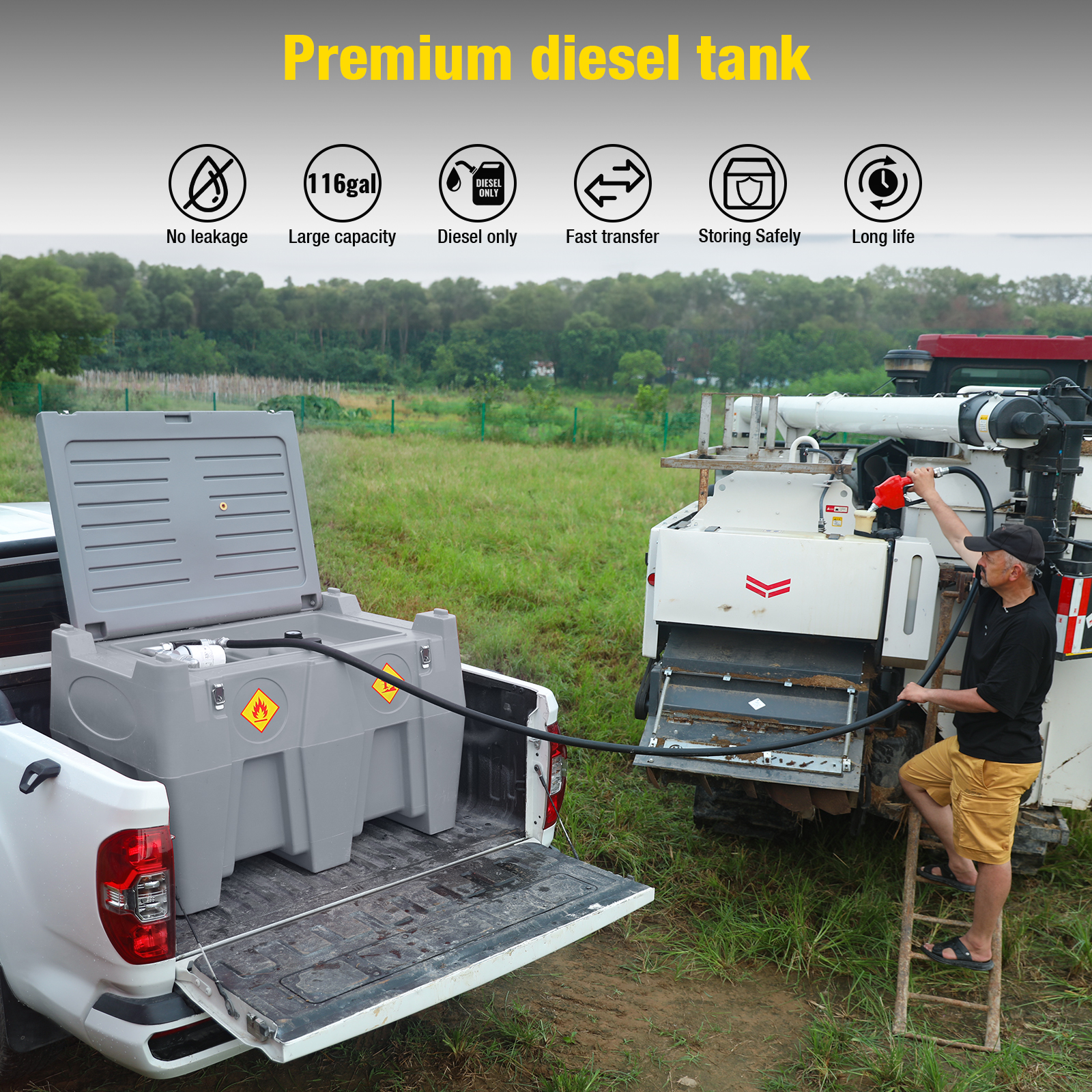 Diesel Transfer Tank 116 Gallon, Grey