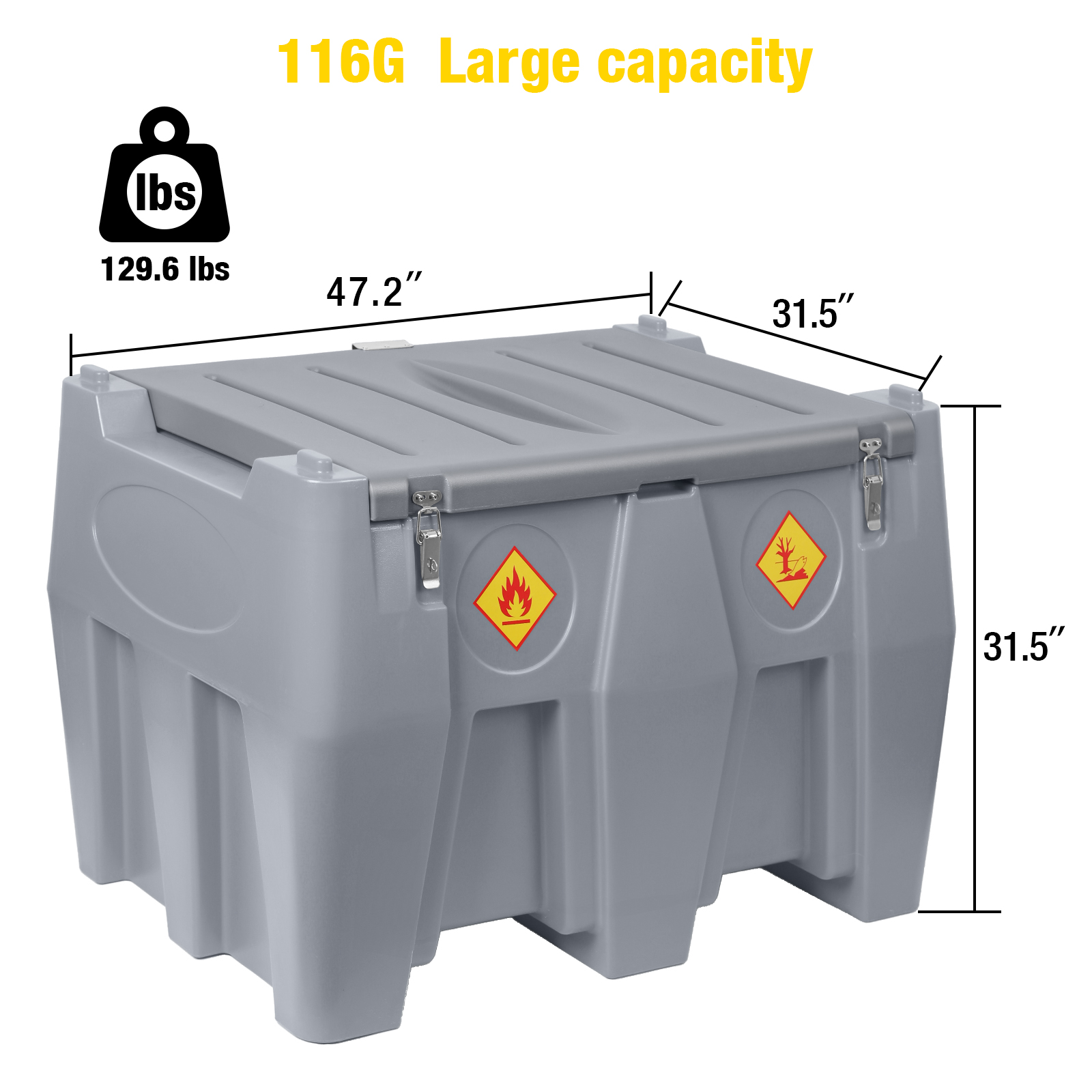 Diesel Transfer Tank 116 Gallon, Grey