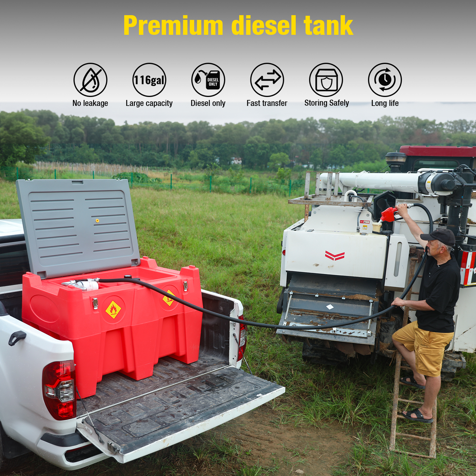 Diesel Transfer Tank 116 Gallon, Red