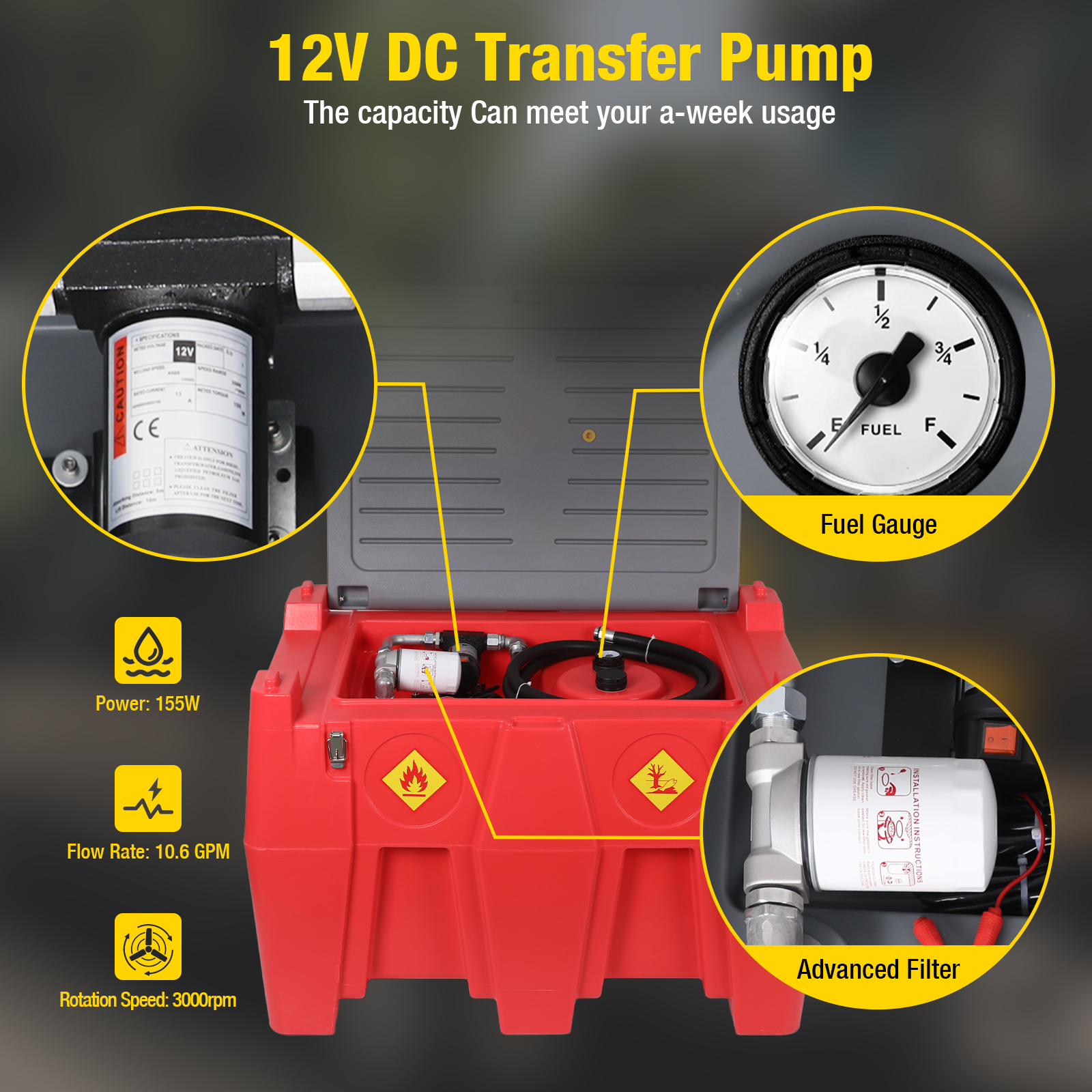 Diesel Transfer Tank 116 Gallon, Red