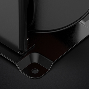 Close-up of the durable steel base on the BreAro air reel, featuring pre-drilled mounting holes for secure installation on walls, floors, or ceilings. Ensures stability and long-lasting performance.