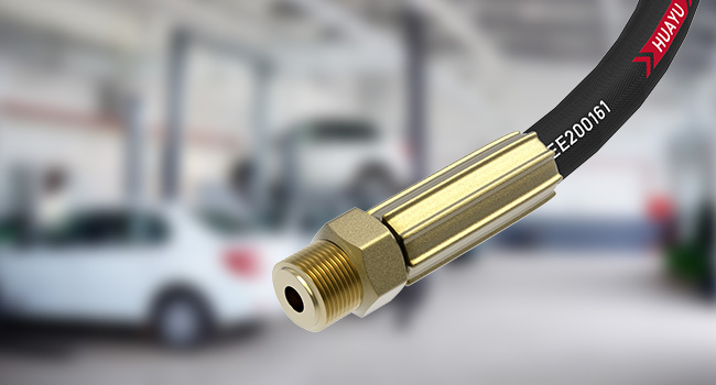 Close-up of the durable brass connector on the BreAro hose reel, showcasing its high-quality leak-proof design and compatibility with 3/8" x 50 ft hoses for efficient and reliable performance.