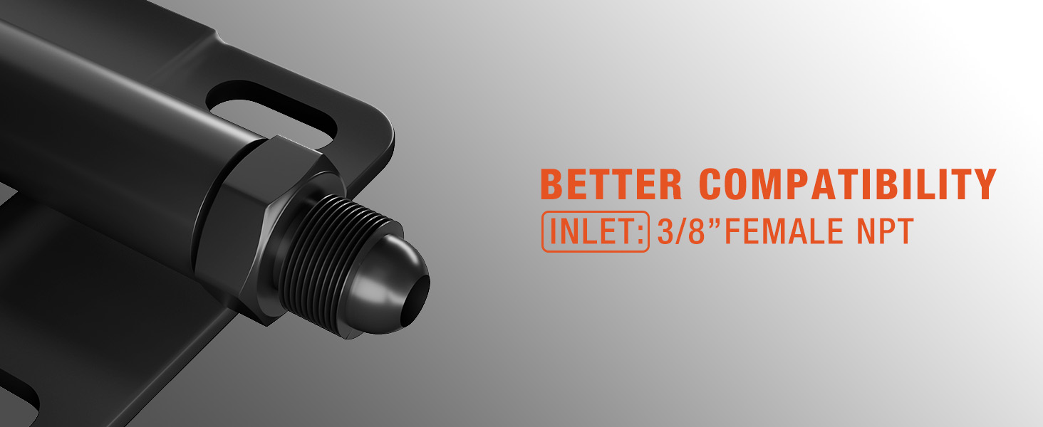 Close-up view of Brearo pressure washer hose reel inlet with 3/8" female NPT thread, designed for easy connection and wide compatibility with high-pressure water systems.