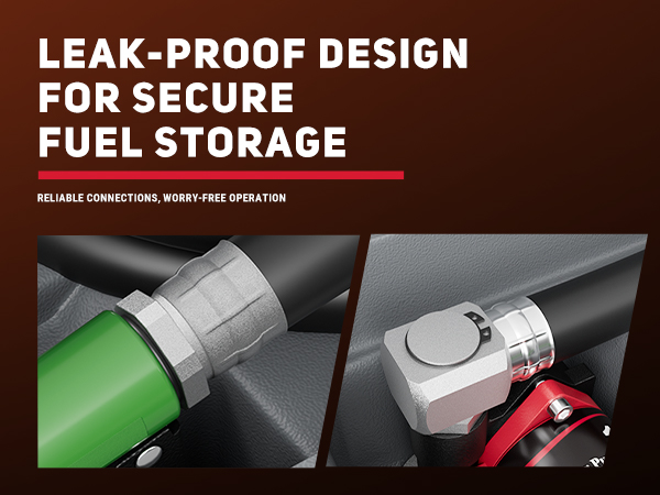 Interior of BreAro Portable Fuel Tank showcasing leak-proof design, secure connections, automatic fueling nozzle, and organized hose storage for safe and reliable fuel storage and operation.