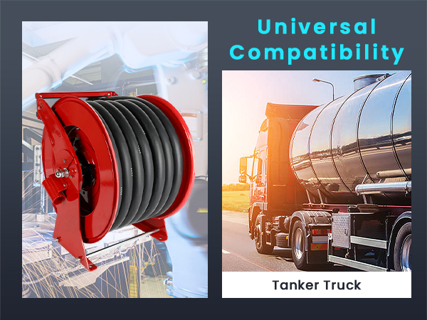 Universal compatibility fuel hose reel designed for heavy industry applications. Durable construction and efficient performance make it ideal for industrial fuel transfer and equipment refueling