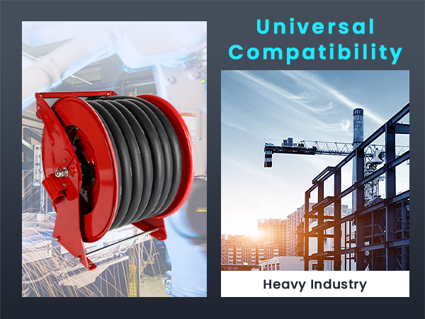 Universal compatibility fuel hose reel for pier applications. Designed for efficient refueling of ships and port equipment, ensuring reliable fuel transfer at marine terminals and docks.