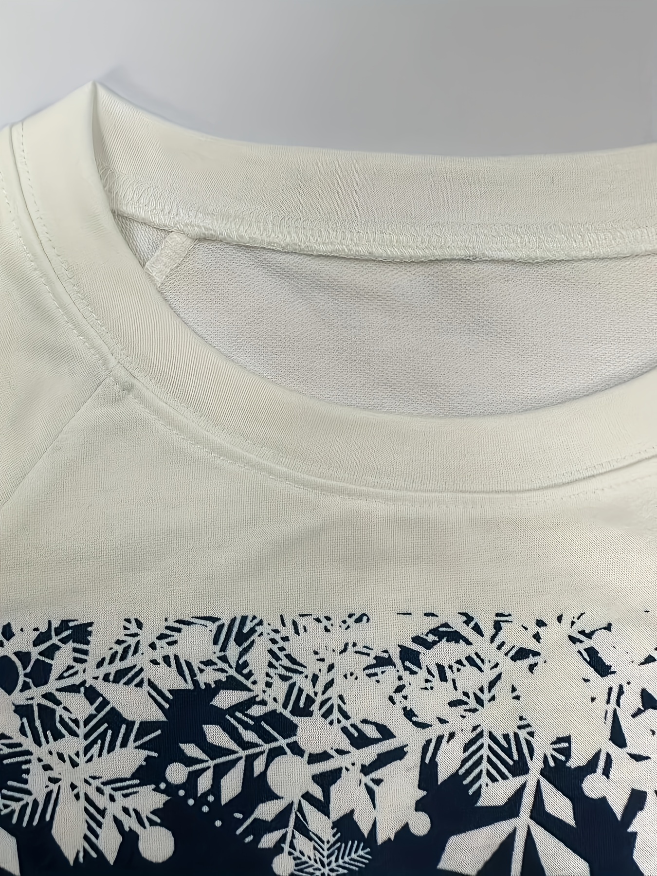 christmas snowman print sweatshirt casual long sleeve crew neck sweatshirt womens clothing details 7