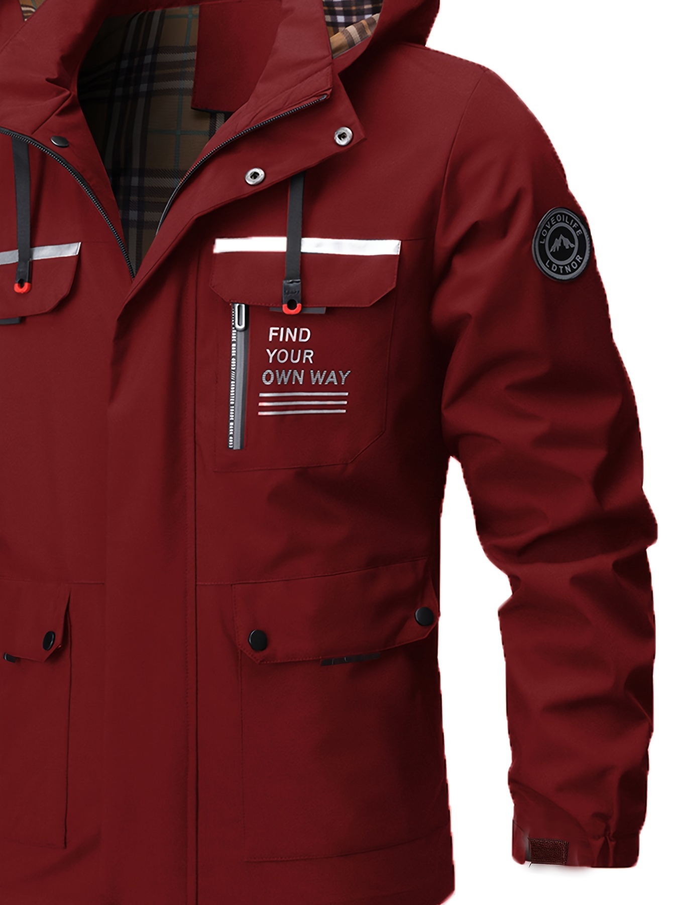 multi pocket windbreaker hooded jacket mens casual zip up jacket coat for outdoor activities details 4