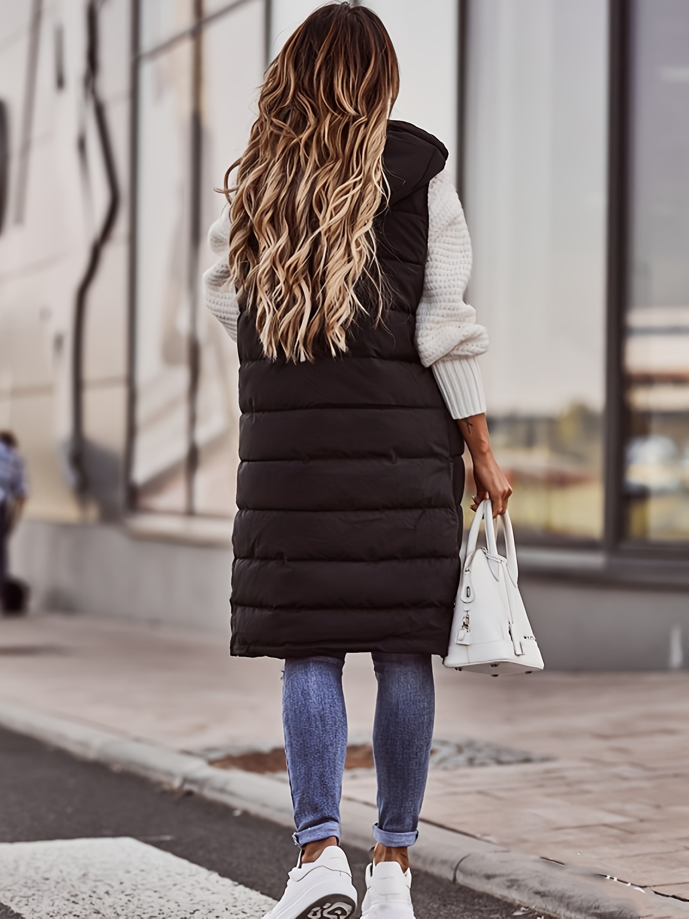 button front hooded coat casual sleeveless long length outerwear womens clothing details 15