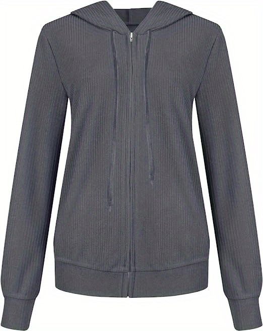 drawstring zip up hoodie casual long sleeve hoodie for fall winter womens clothing details 1