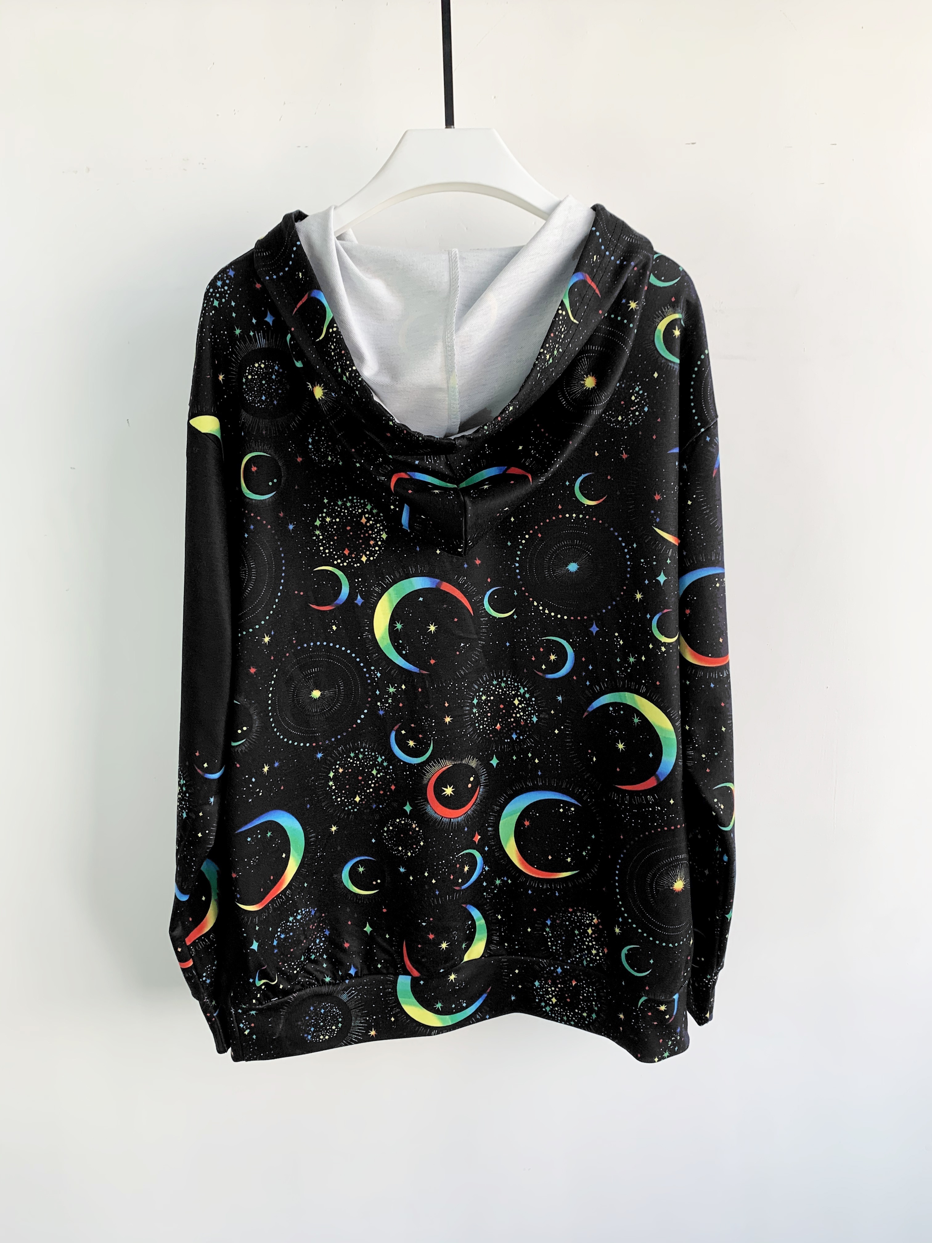 color block moon star print drawstring hoodie casual long sleeve kangaroo pocket hoodie sweatshirt womens clothing details 8