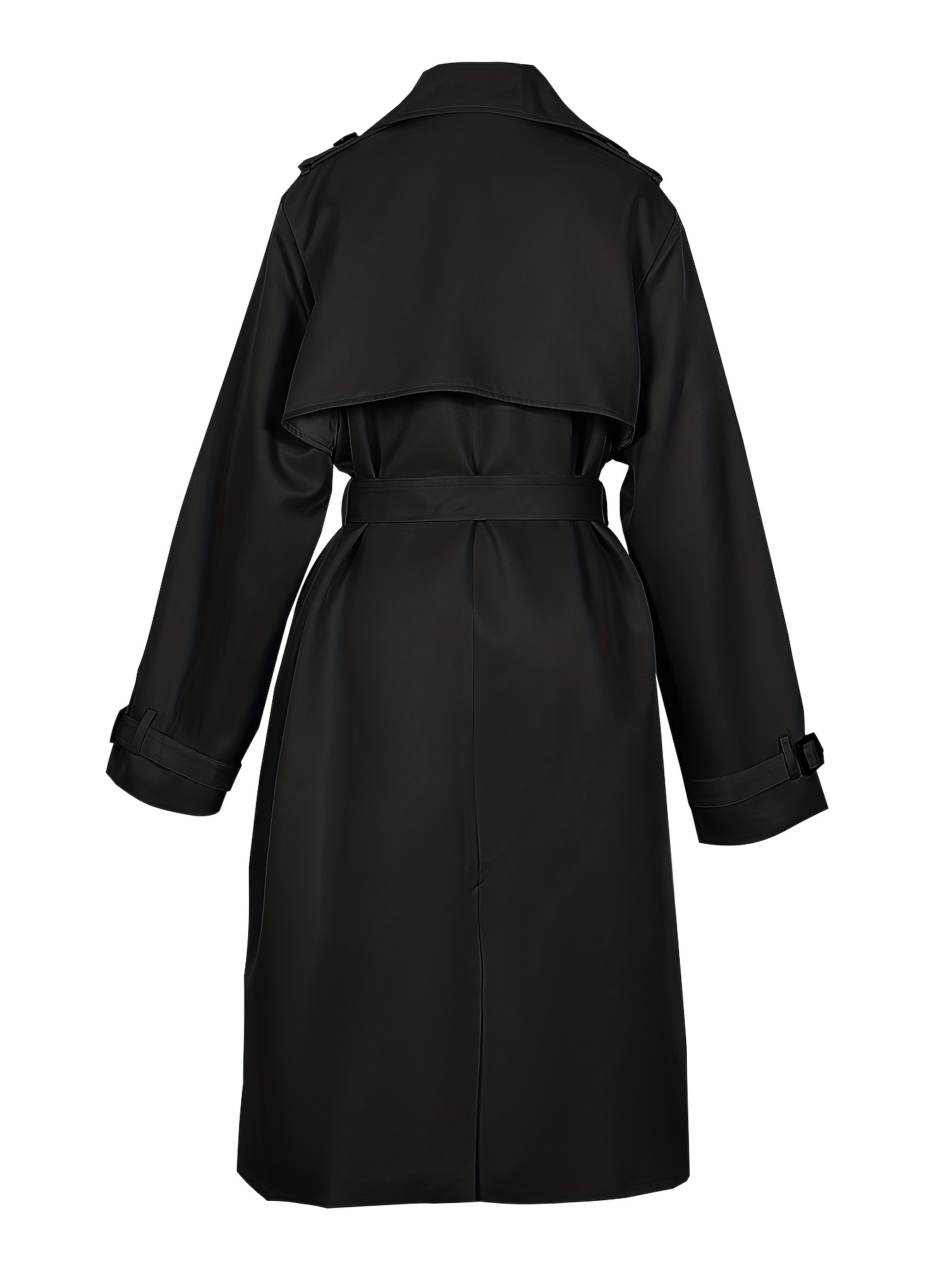 double breasted trench coat, double breasted trench coat casual lapel long sleeve outerwear womens clothing details 9