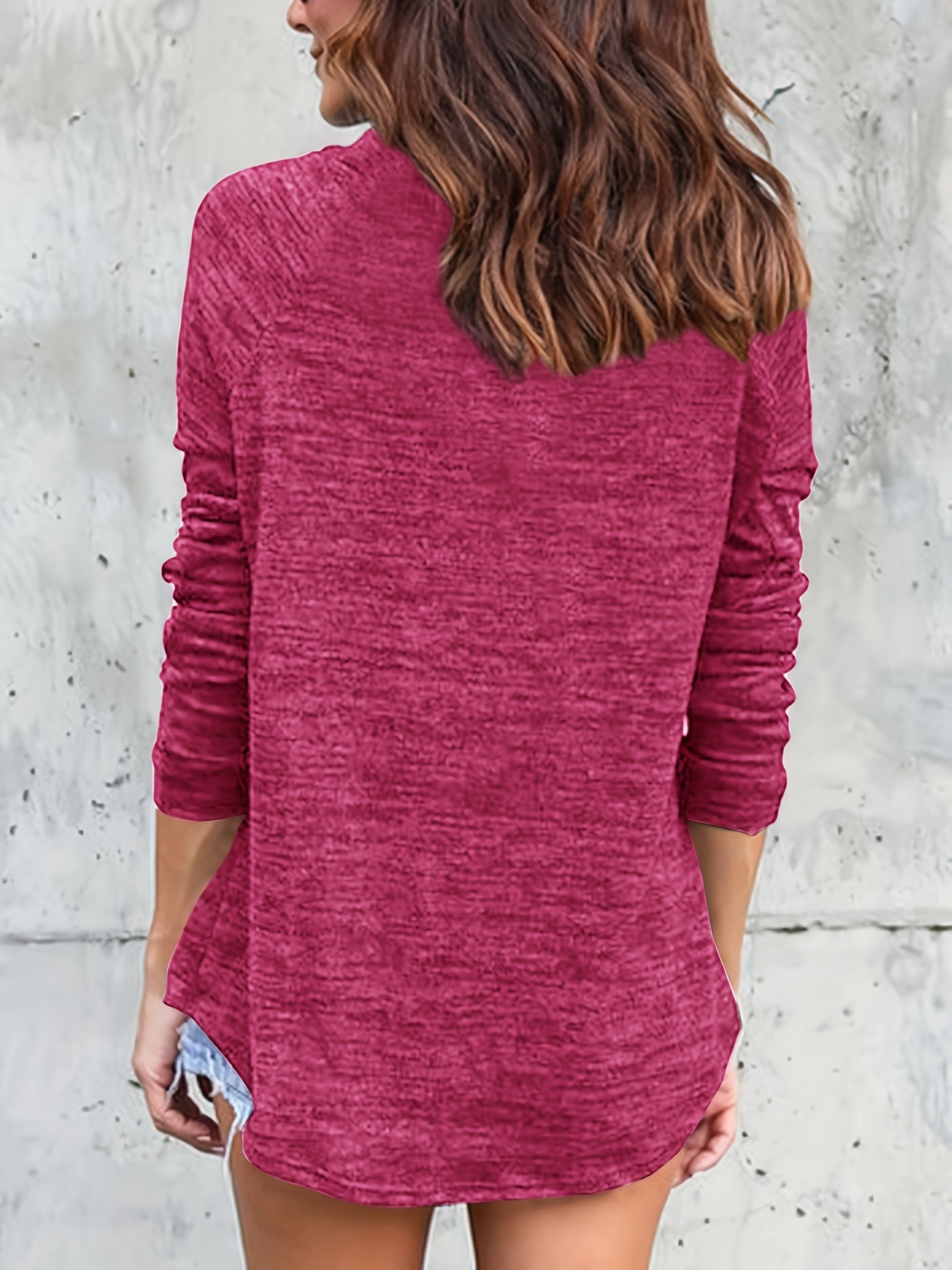 solid funnel neck pullover sweatshirt casual long sleeve drawstring sweatshirt for fall winter womens clothing details 9