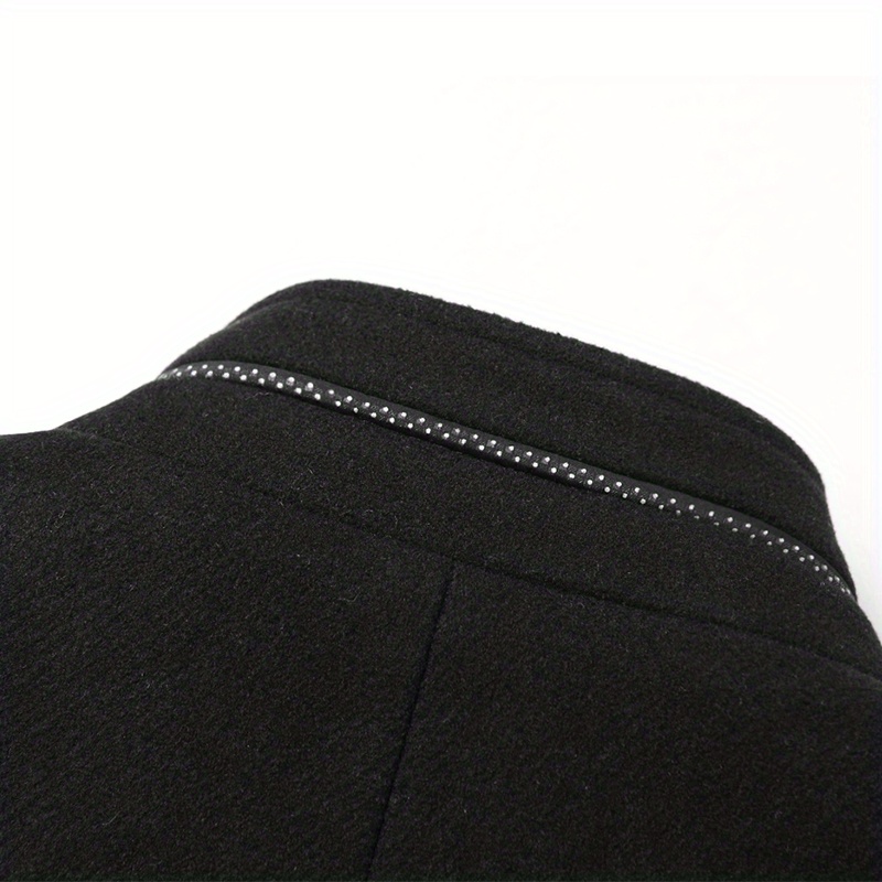 warm wool blend jacket coat mens casual stand collar one breasted jacket for fall winter fathers gift details 10