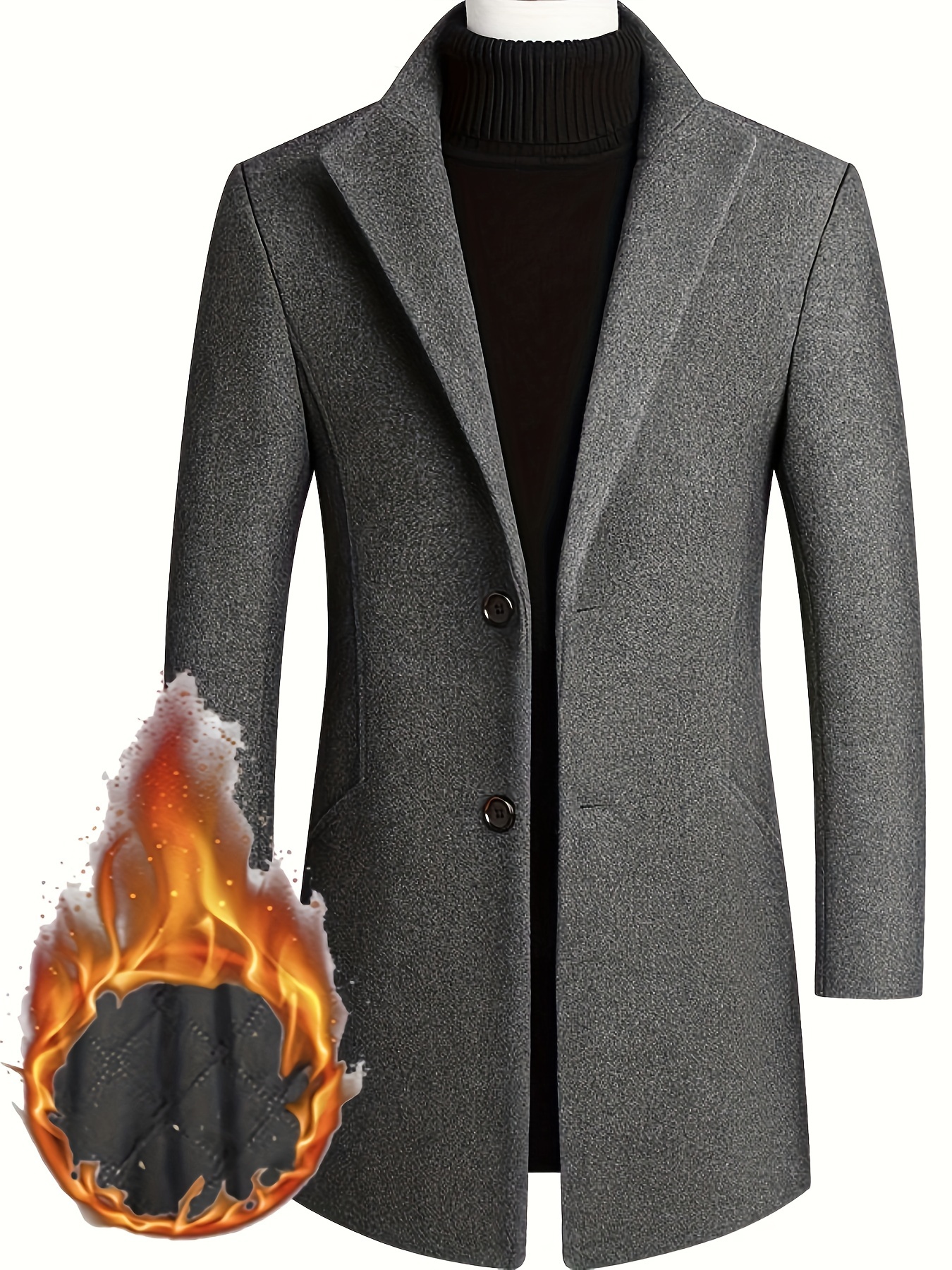 Men s Trendy Padded Retro Solid Long Sleeve Coat Windbreaker Lapel Long Overcoat For Autumn Winter details 0