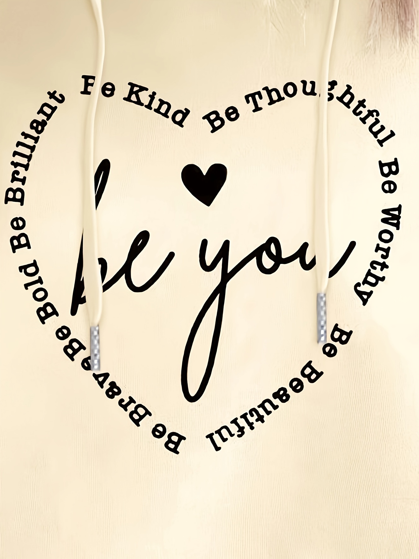 heart letter print drawstring hoodie casual long sleeve hooded sweatshirt womens clothing details 9