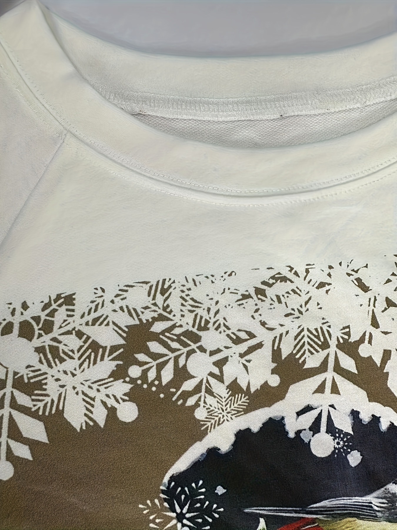 christmas snowman print sweatshirt casual long sleeve crew neck sweatshirt womens clothing details 25