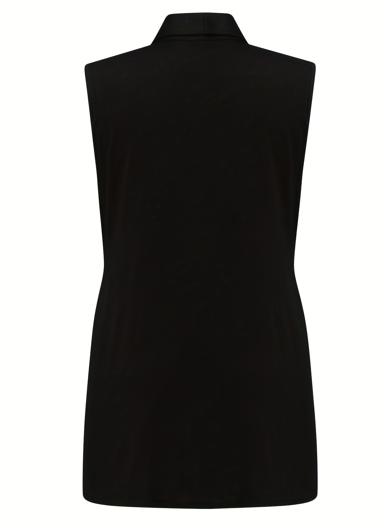 solid sleeveless vest elegant mid length open front vest with pockets womens clothing details 34