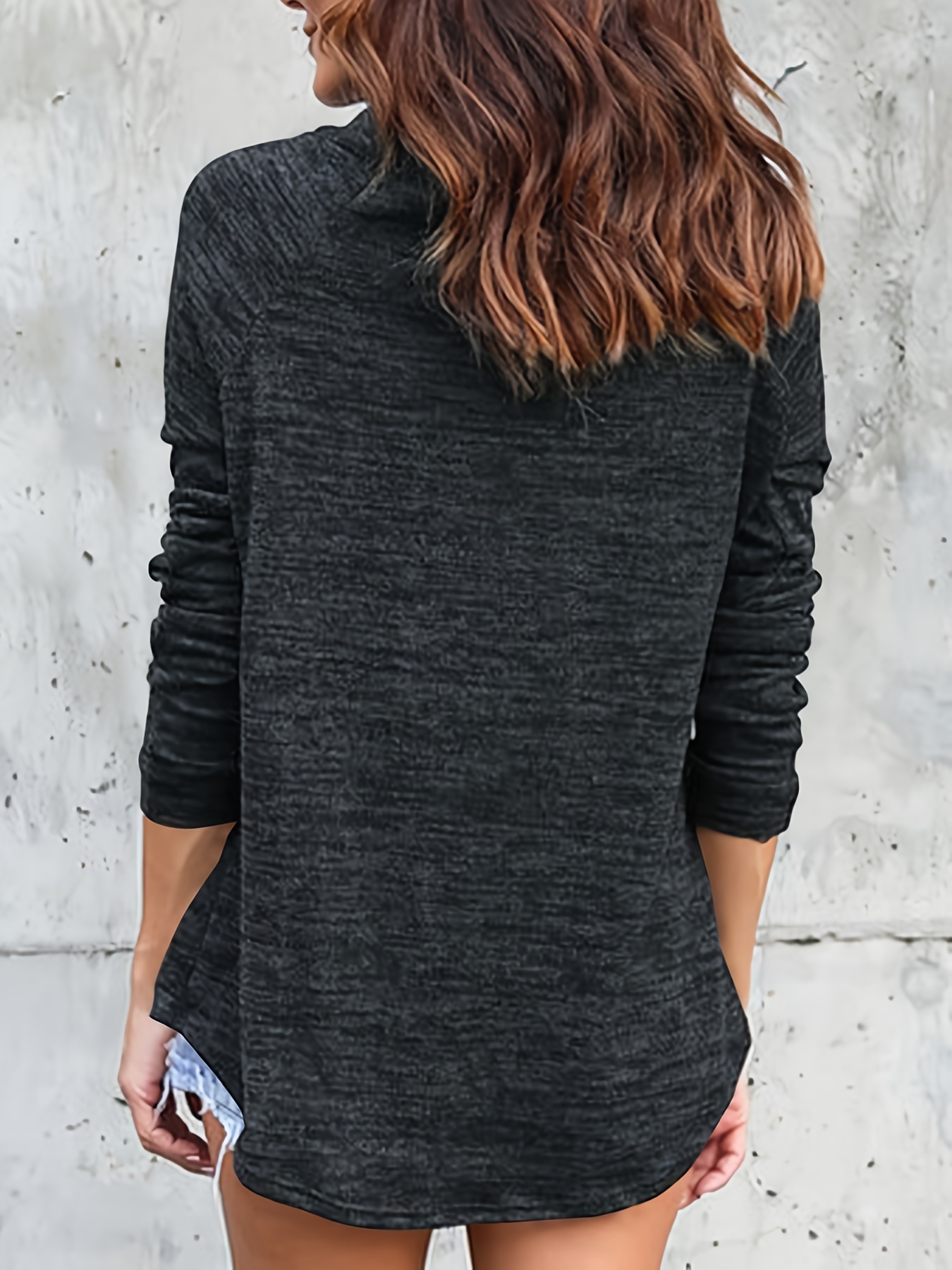 solid funnel neck pullover sweatshirt casual long sleeve drawstring sweatshirt for fall winter womens clothing details 6