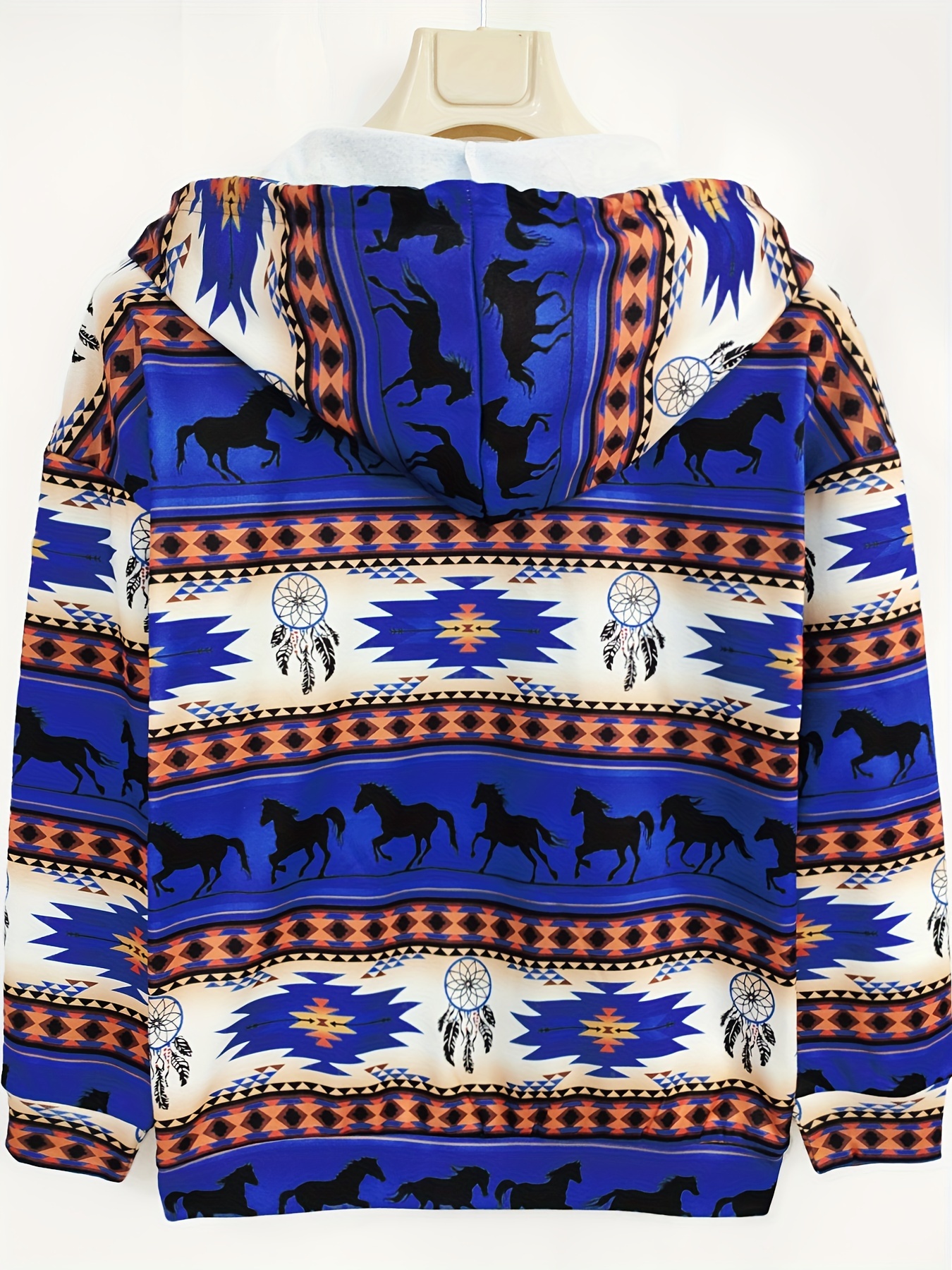 aztec print drawstring hoodies ethnic kangaroo pocket long sleeve sweatshirt womens clothing details 5