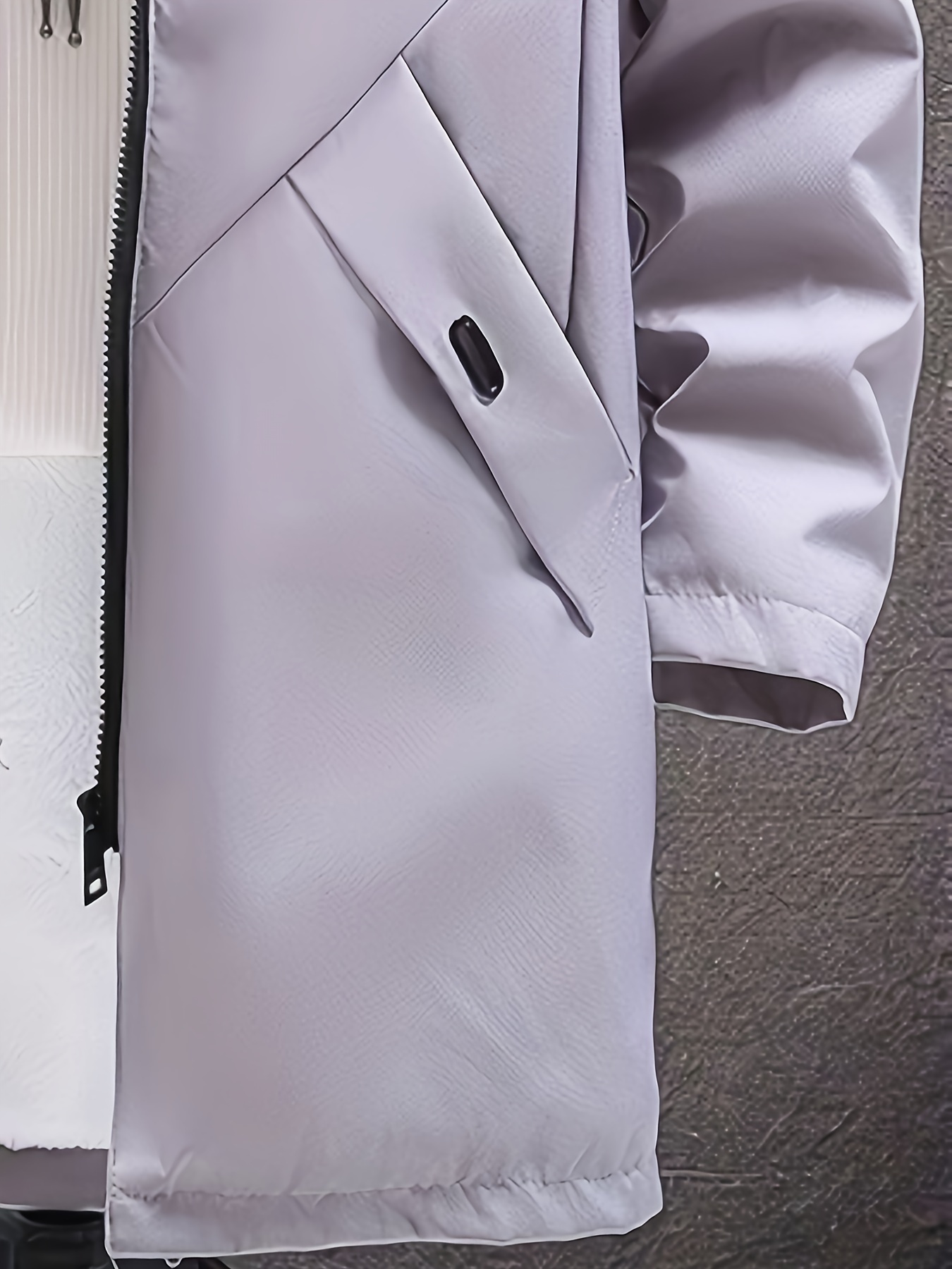 mens warm fleece long windbreaker jacket casual hooded overcoat details 9