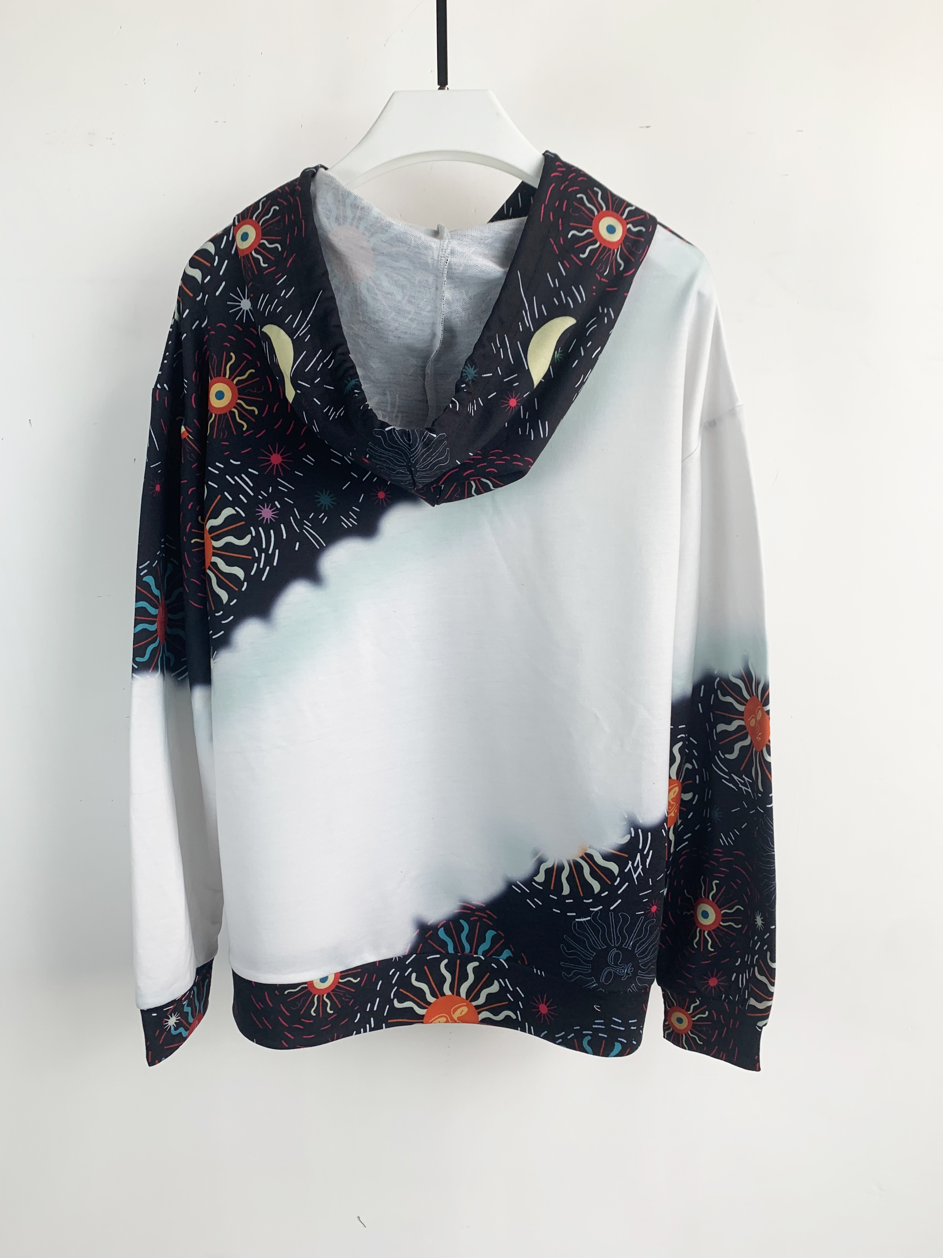 color block moon star print drawstring hoodie casual long sleeve kangaroo pocket hoodie sweatshirt womens clothing details 2