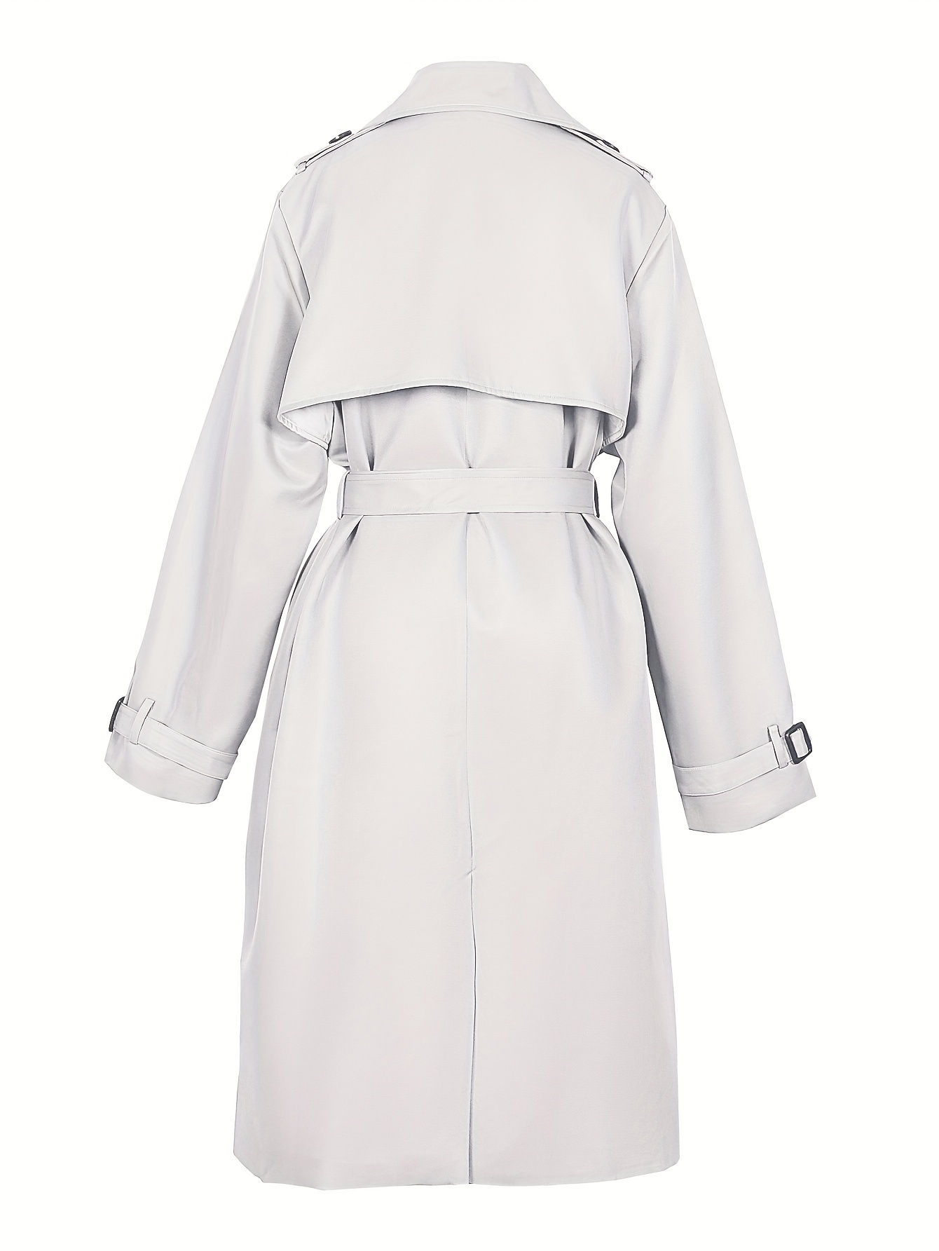 double breasted trench coat, double breasted trench coat casual lapel long sleeve outerwear womens clothing details 15