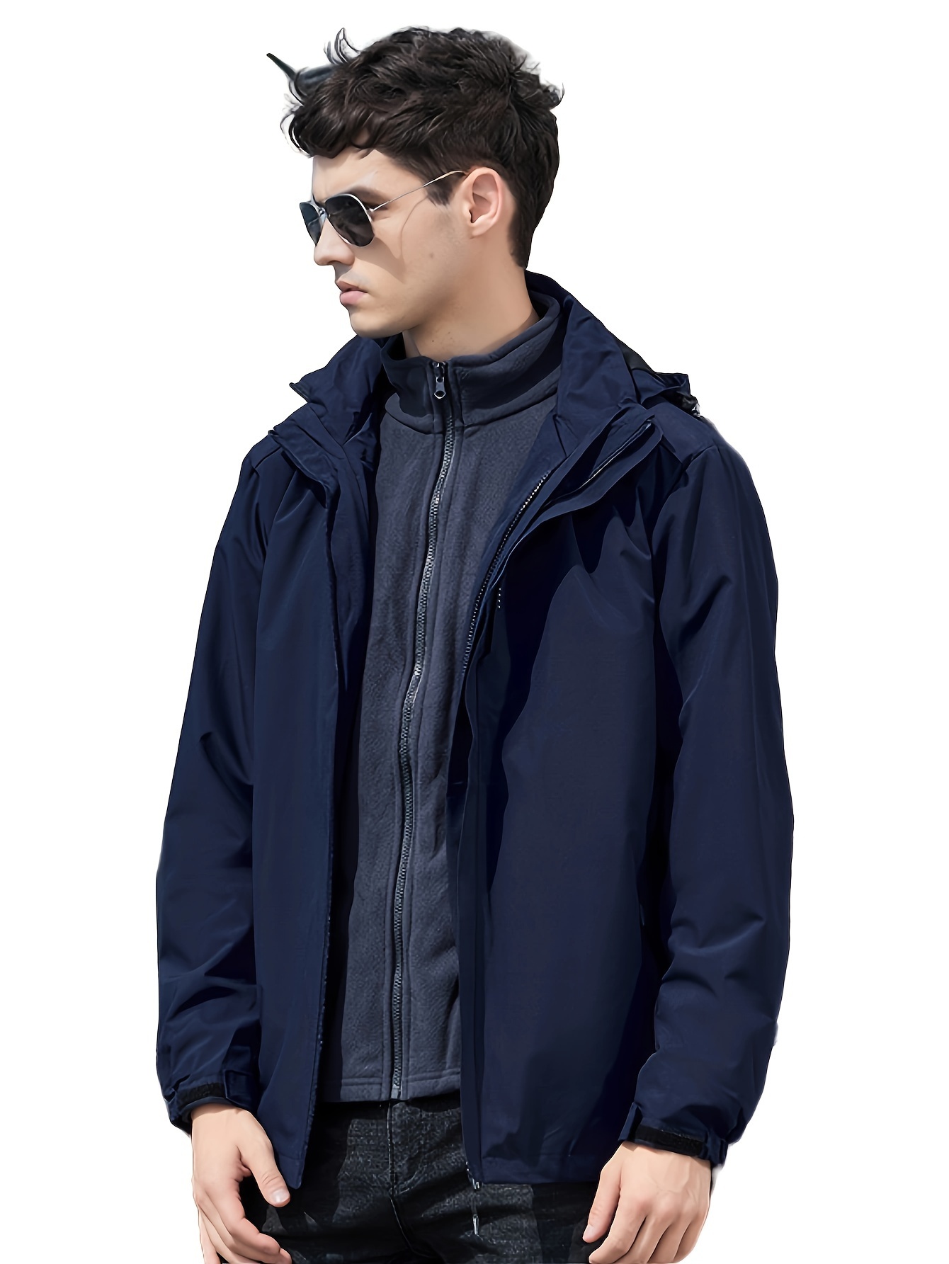 3 in 1 jacket removable hood liner windproof waterproof winter jacket snow jacket windproof hooded with inner warm fleece coat for men details 6