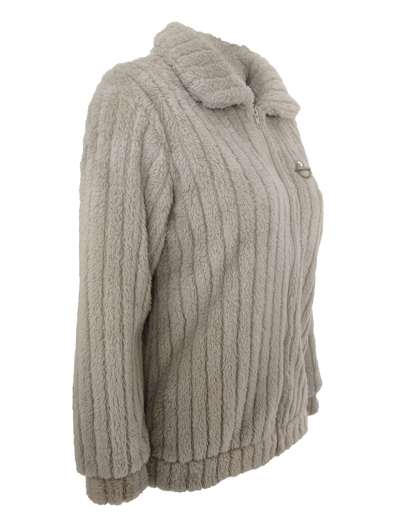 fuzzy solid warm coat elegant open front long sleeve outerwear womens clothing details 5