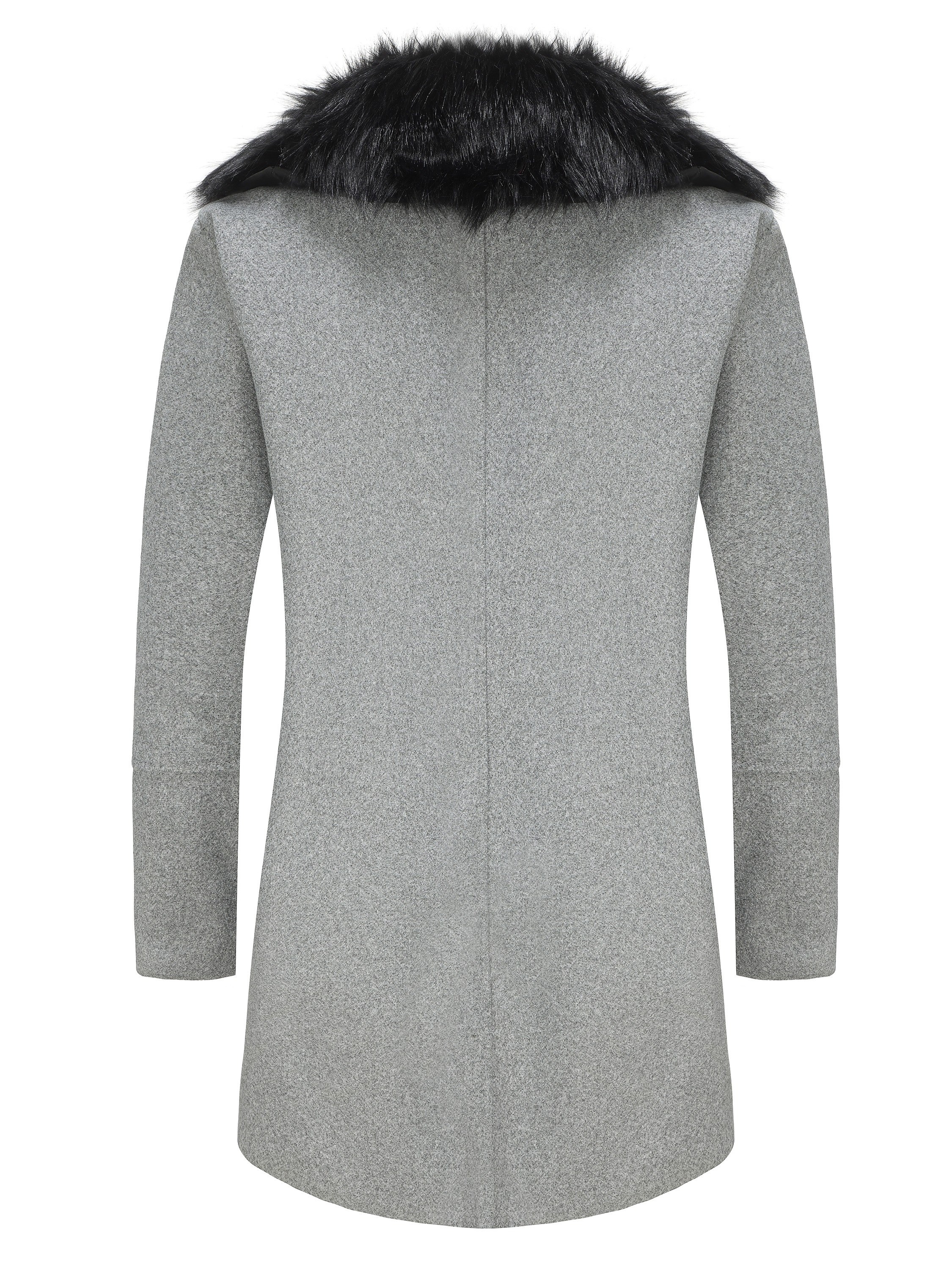 mens warm double breasted overcoat casual elegant faux woolen trench coat for fall winter details 6