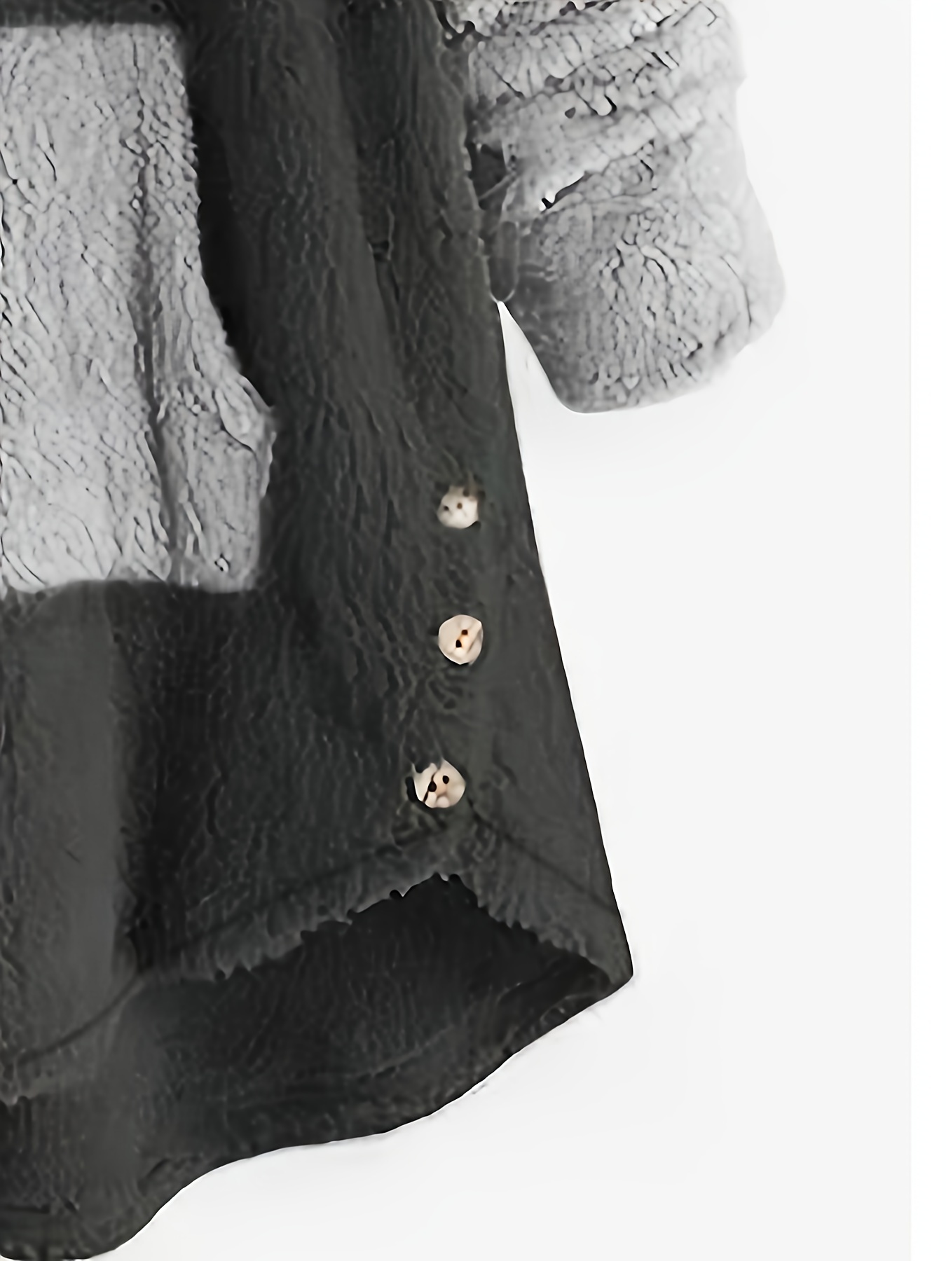 cat print zip front furry coat casual long sleeve slant pockets hoodie for fall winter womens clothing details 2