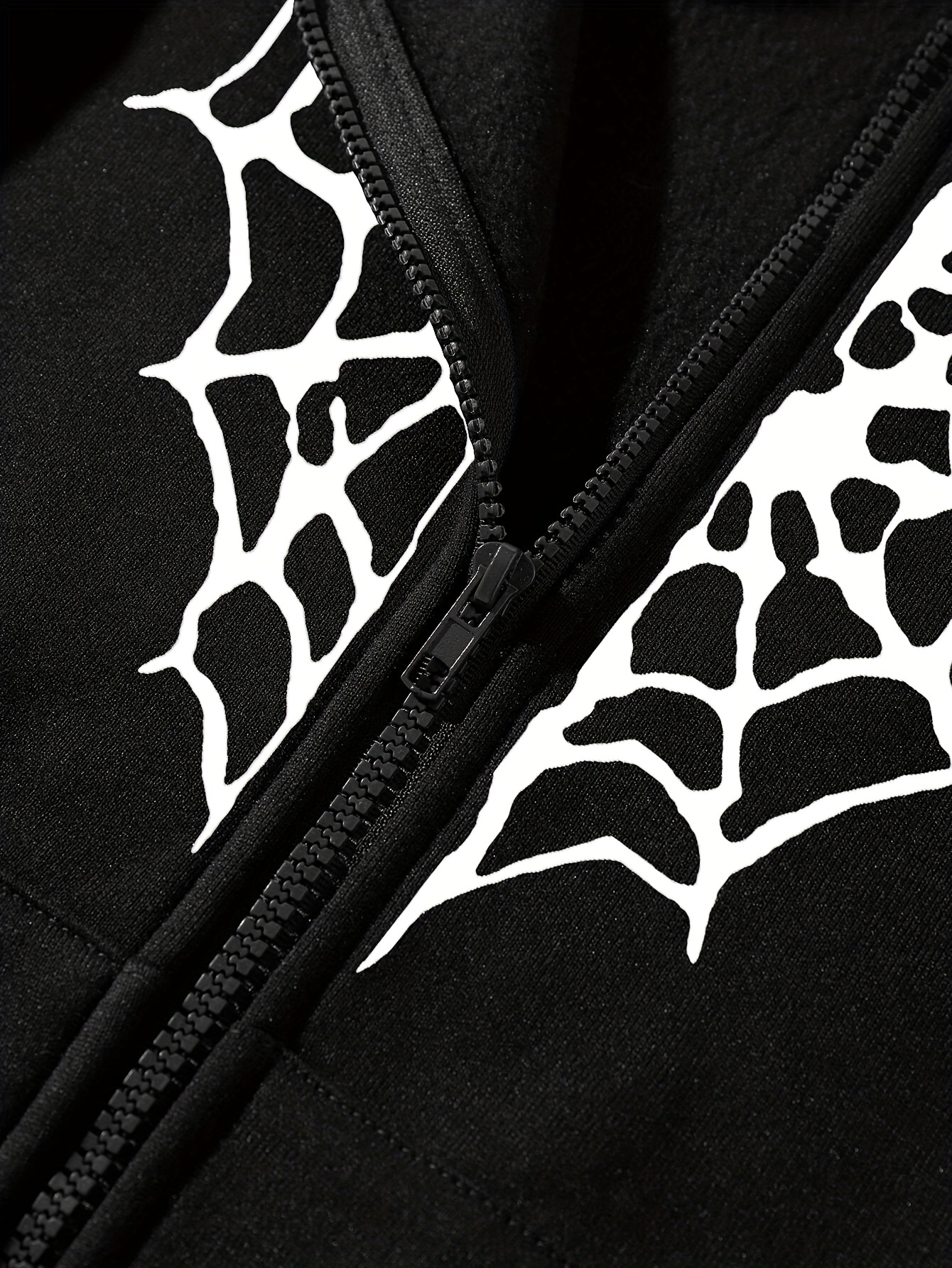 spider web heart shaped print drawstring loose hoodies casual zipper hooded pocket fashion long sleeve sweatshirt womens clothing details 13