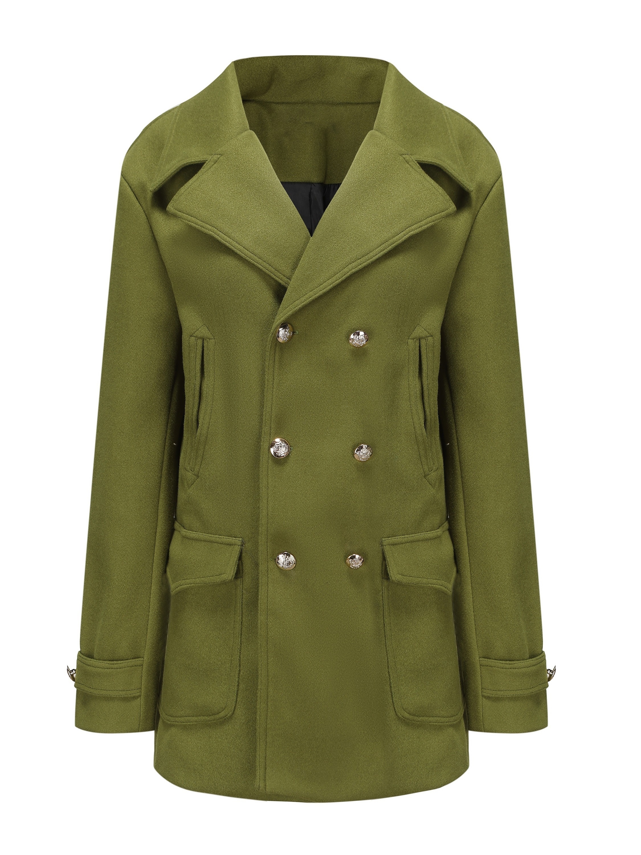 Men s Trendy Retro Solid Long Sleeve Double Breasted Coat Windbreaker Lapel Long Overcoat For Autumn Winter details 7