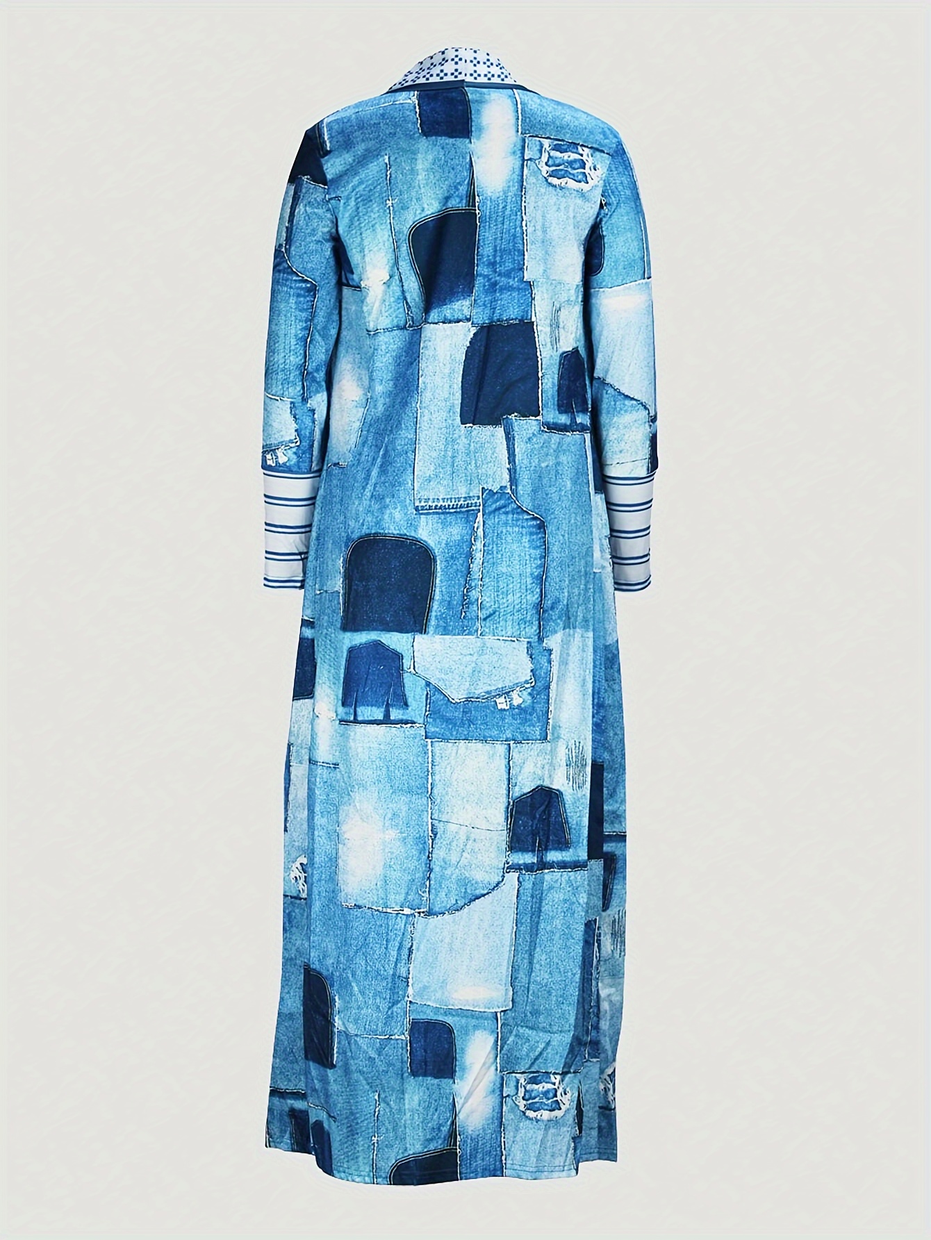 colorblock geometric print cardigan casual long sleeve open front long cardigan womens clothing details 6