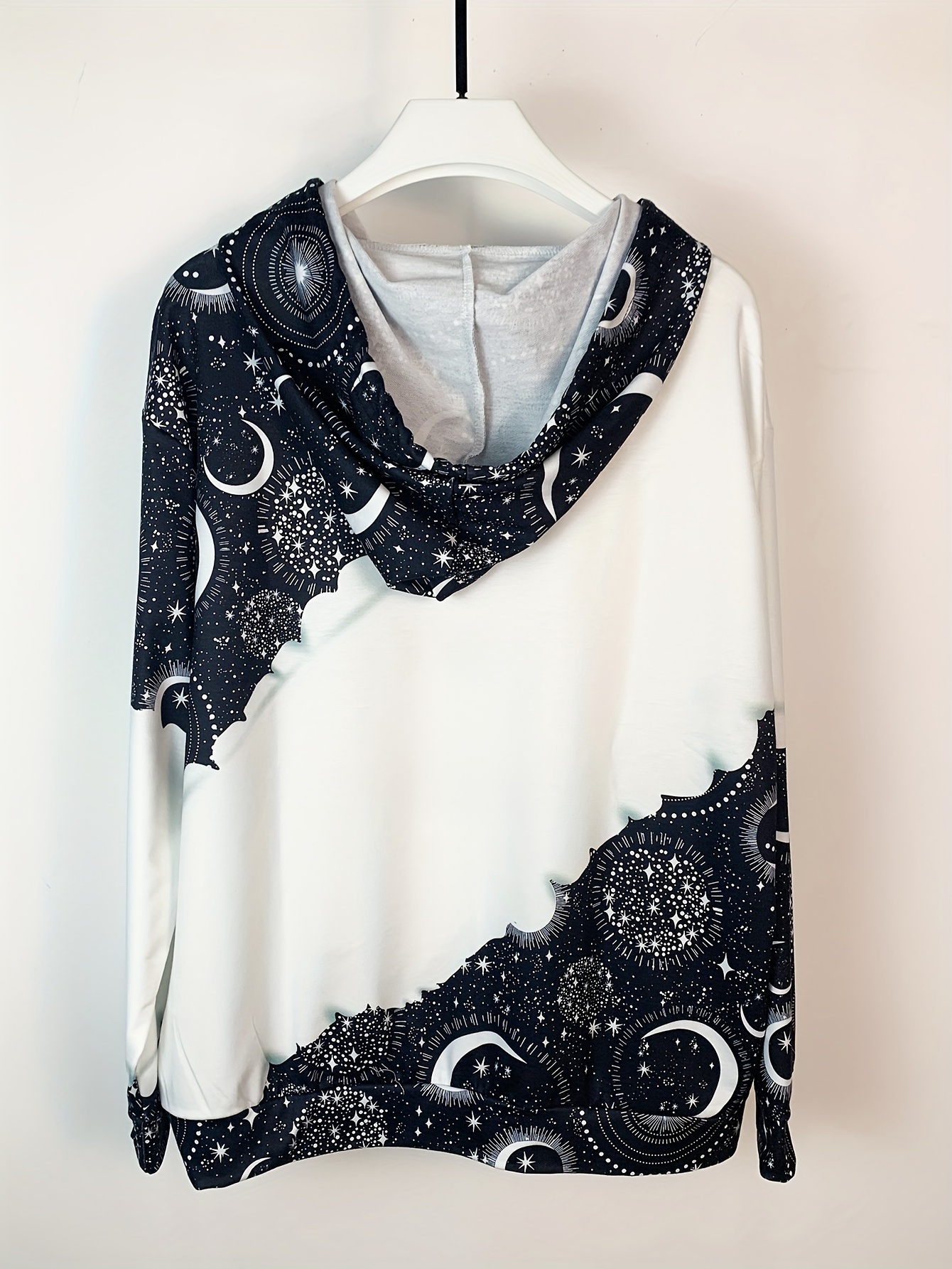 color block moon star print drawstring hoodie casual long sleeve kangaroo pocket hoodie sweatshirt womens clothing details 16