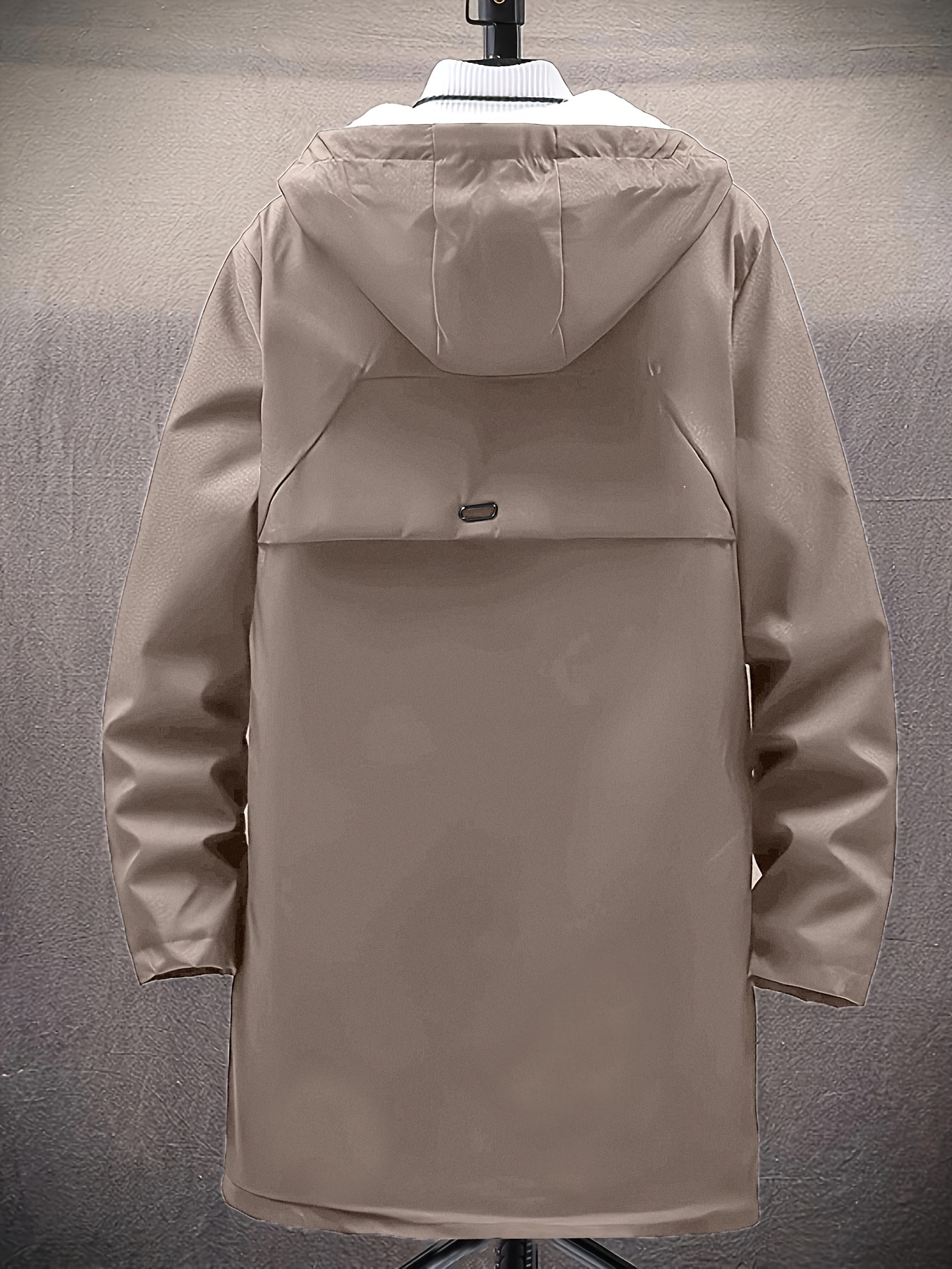 mens warm fleece long windbreaker jacket casual hooded overcoat details 1