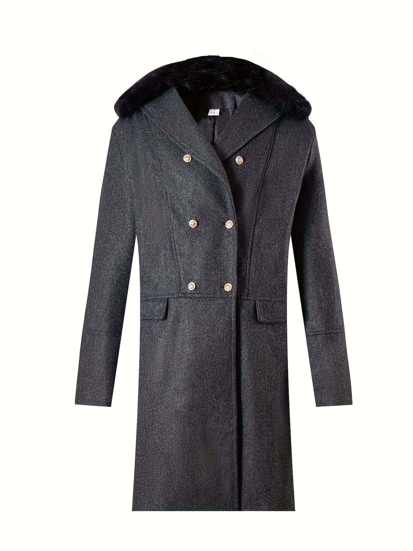 mens warm double breasted overcoat casual elegant faux woolen trench coat for fall winter details 0
