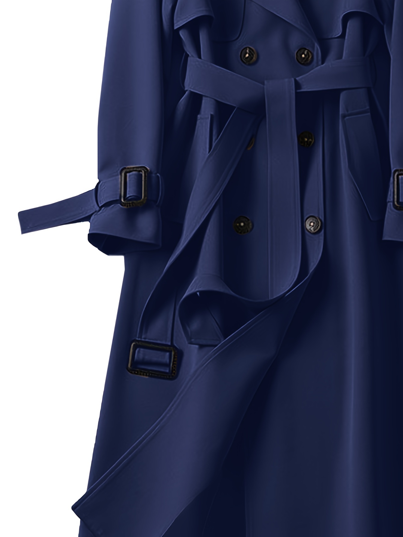 double breasted trench coat, double breasted trench coat casual lapel long sleeve outerwear womens clothing details 1