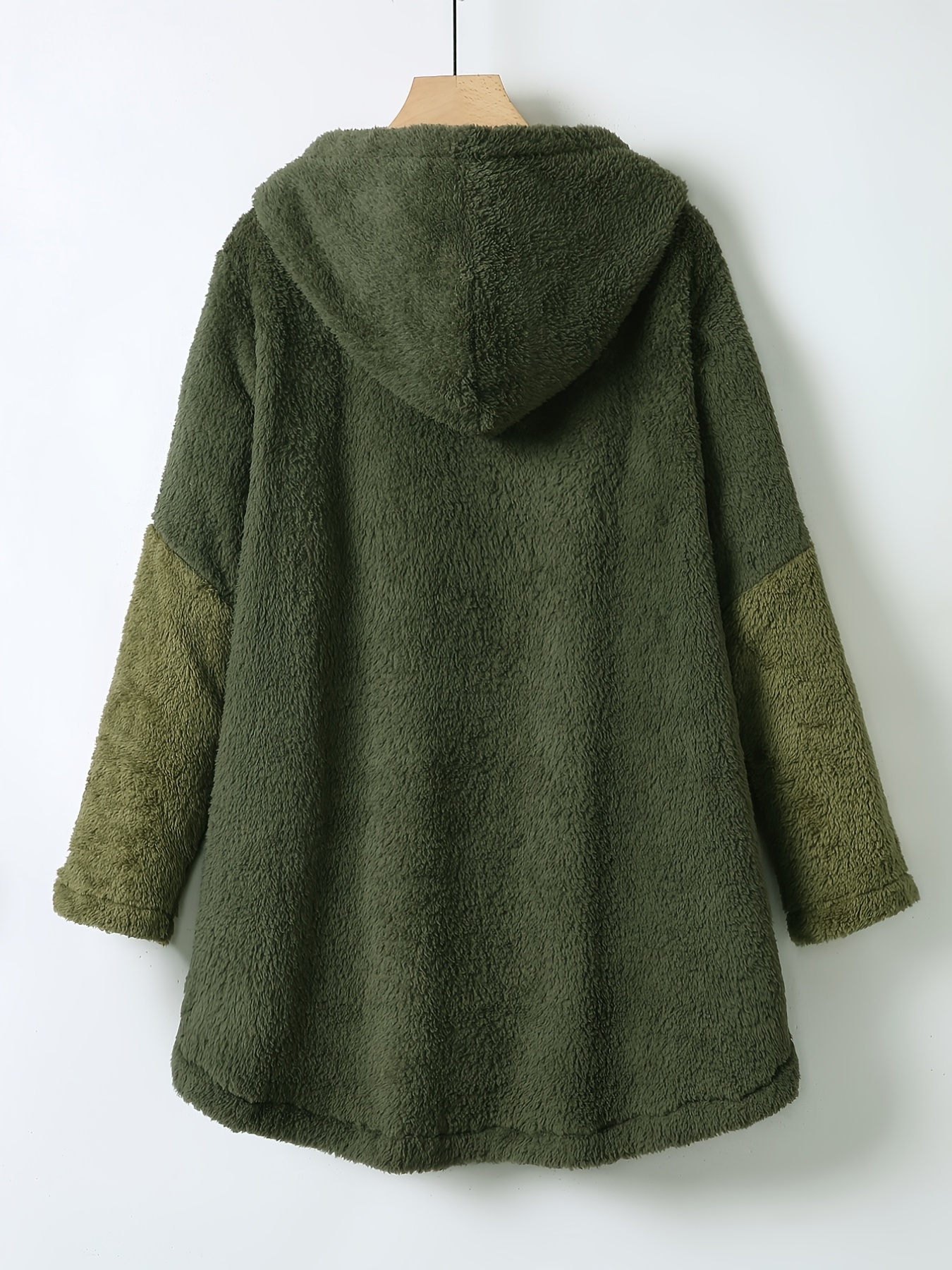 cat print zip front furry coat casual long sleeve slant pockets hoodie for fall winter womens clothing details 4