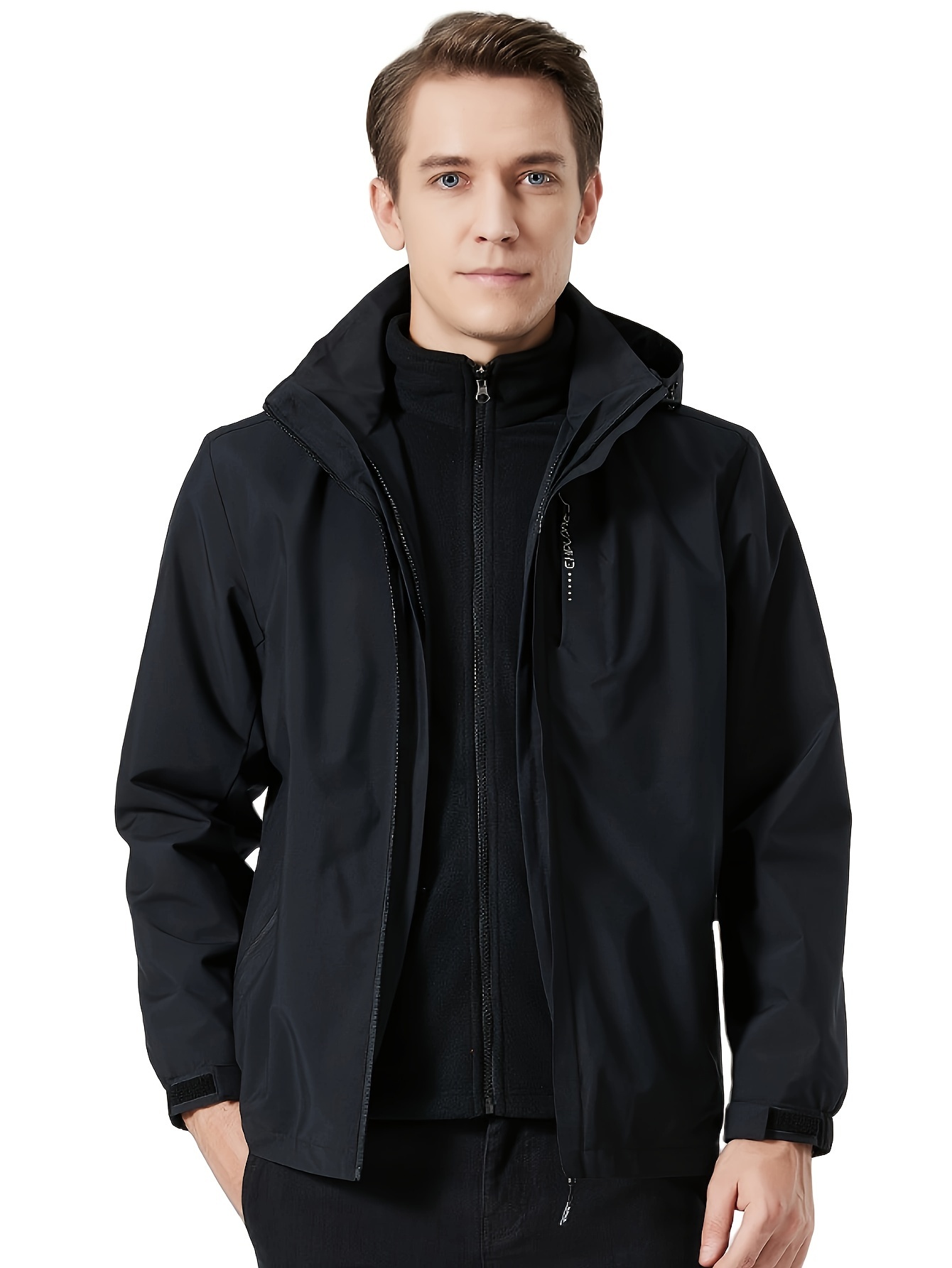 3 in 1 jacket removable hood liner windproof waterproof winter jacket snow jacket windproof hooded with inner warm fleece coat for men details 14
