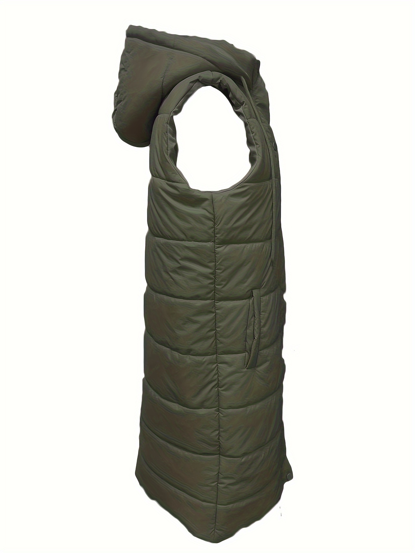 button front hooded coat casual sleeveless long length outerwear womens clothing details 14