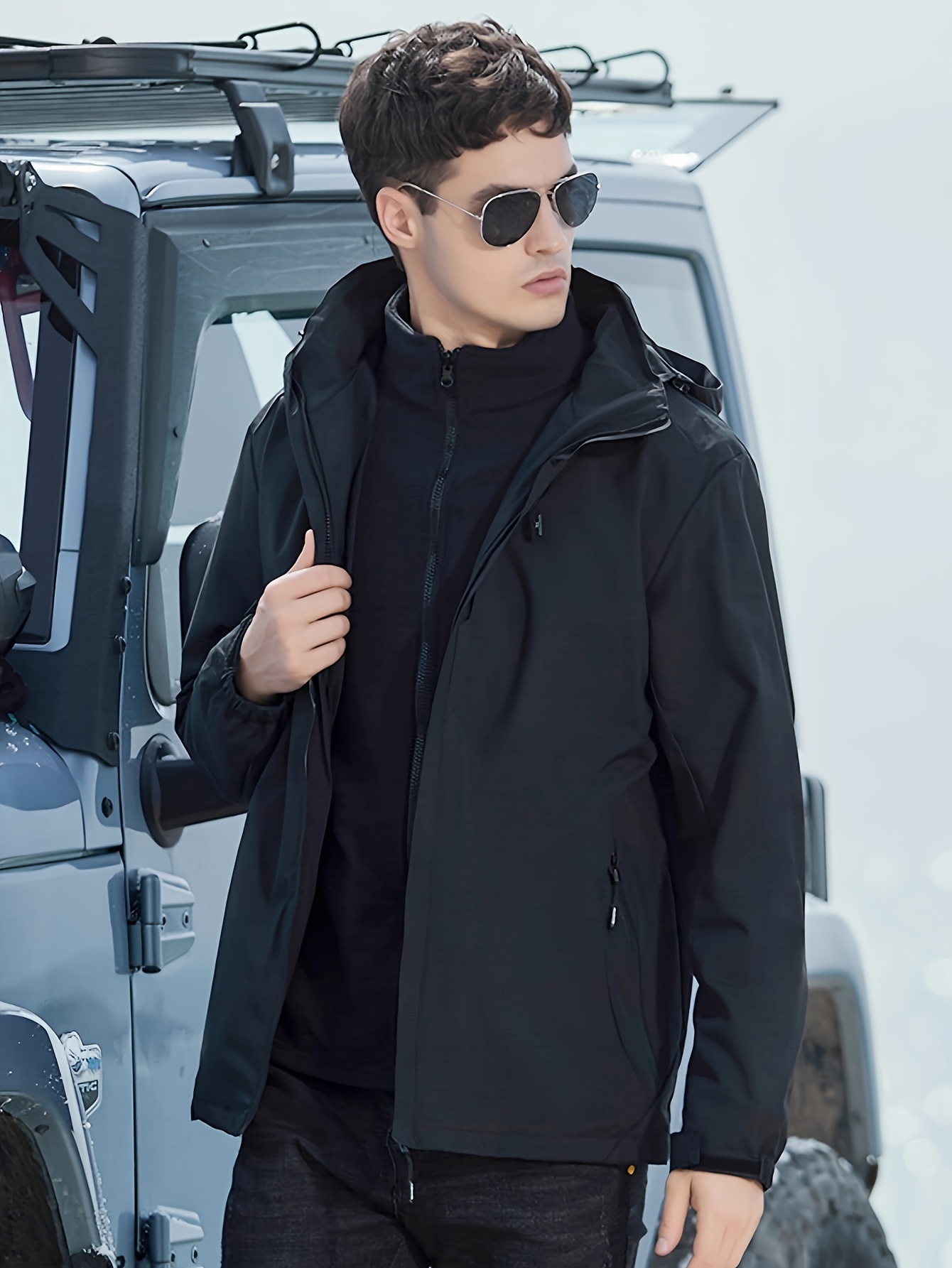 3 in 1 jacket removable hood liner windproof waterproof winter jacket snow jacket windproof hooded with inner warm fleece coat for men details 16