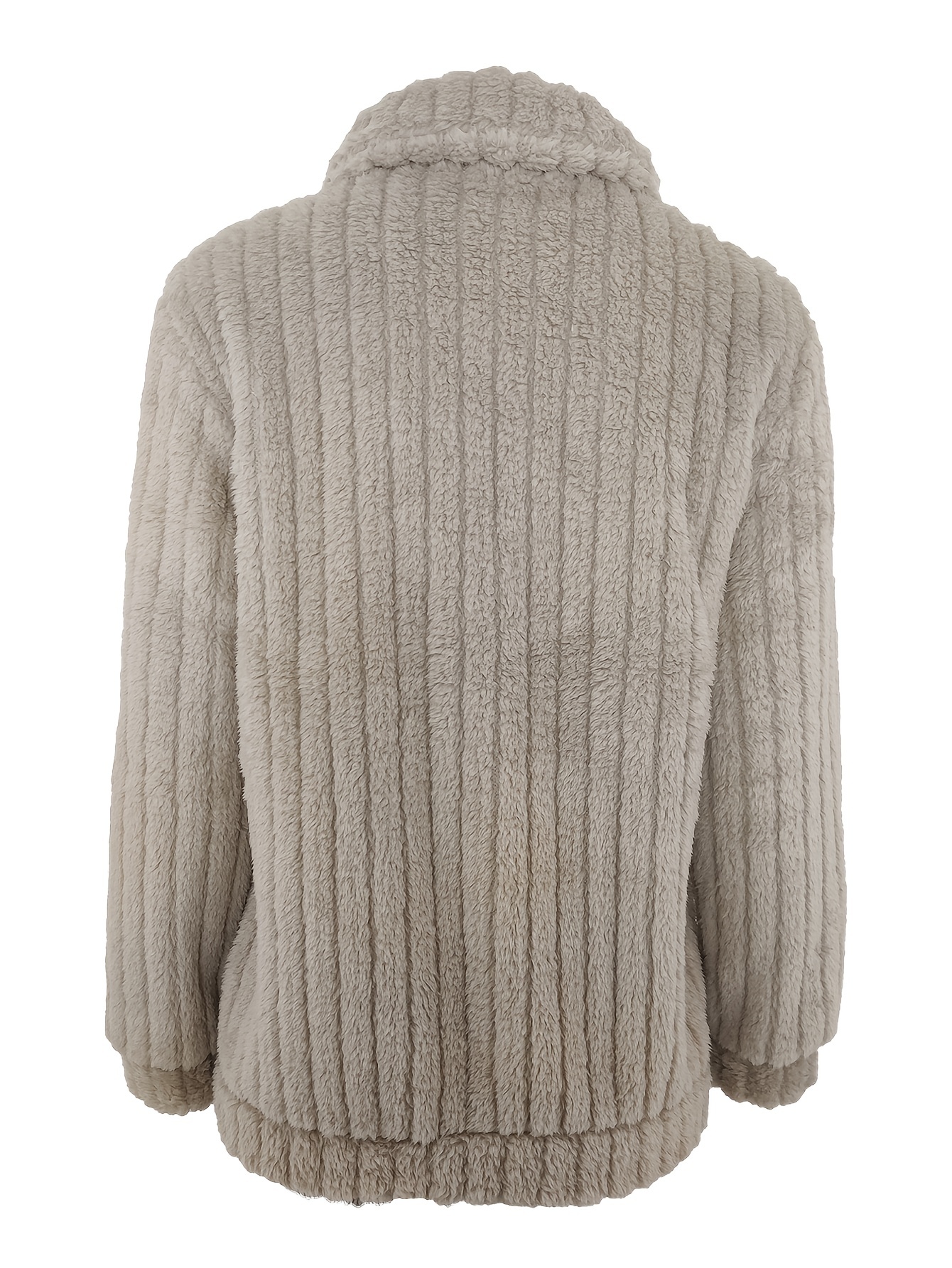 fuzzy solid warm coat elegant open front long sleeve outerwear womens clothing details 4