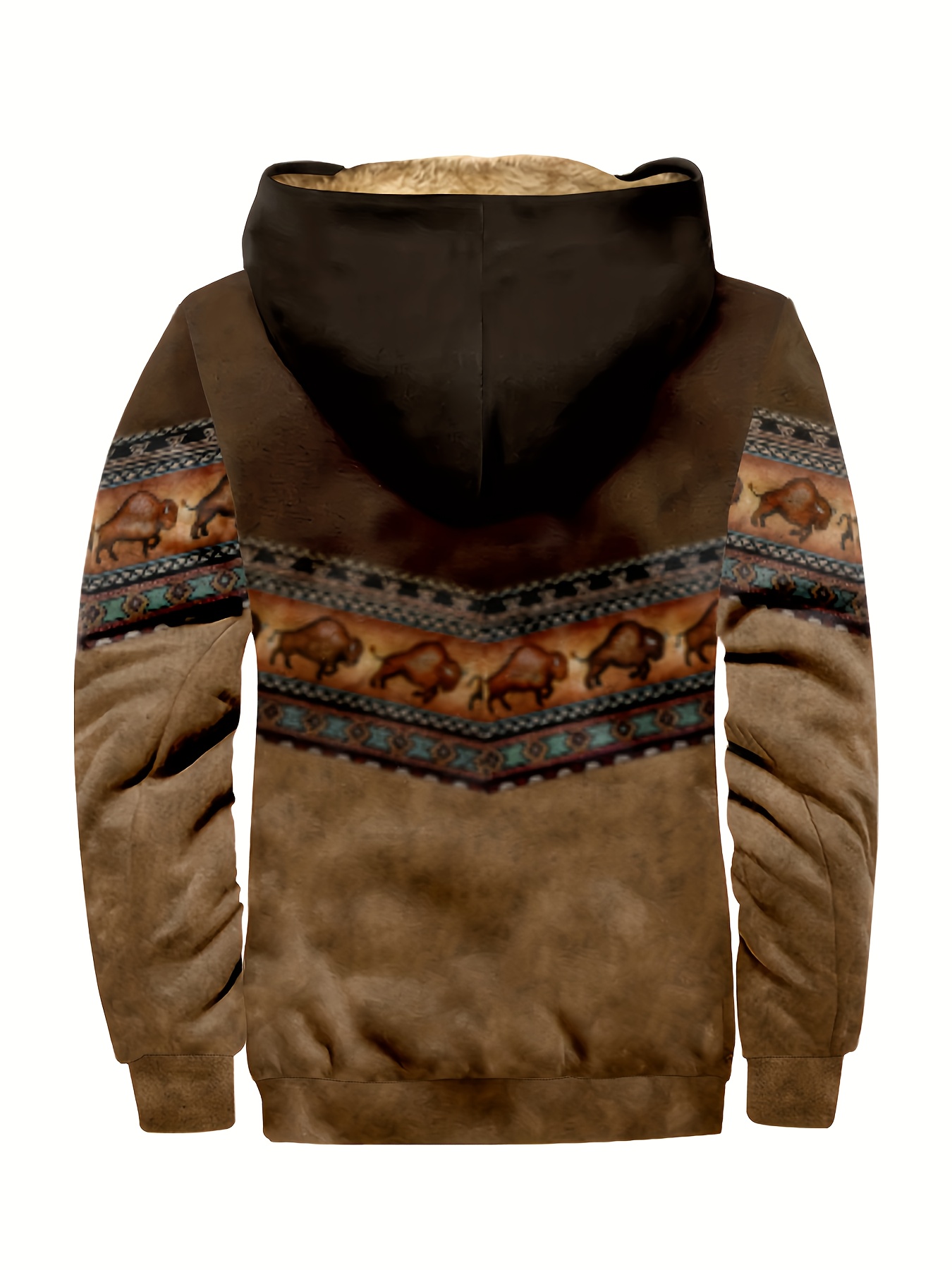 vintage style warm fleece coat mens casual hooded warm thick jacket for fall winter details 3