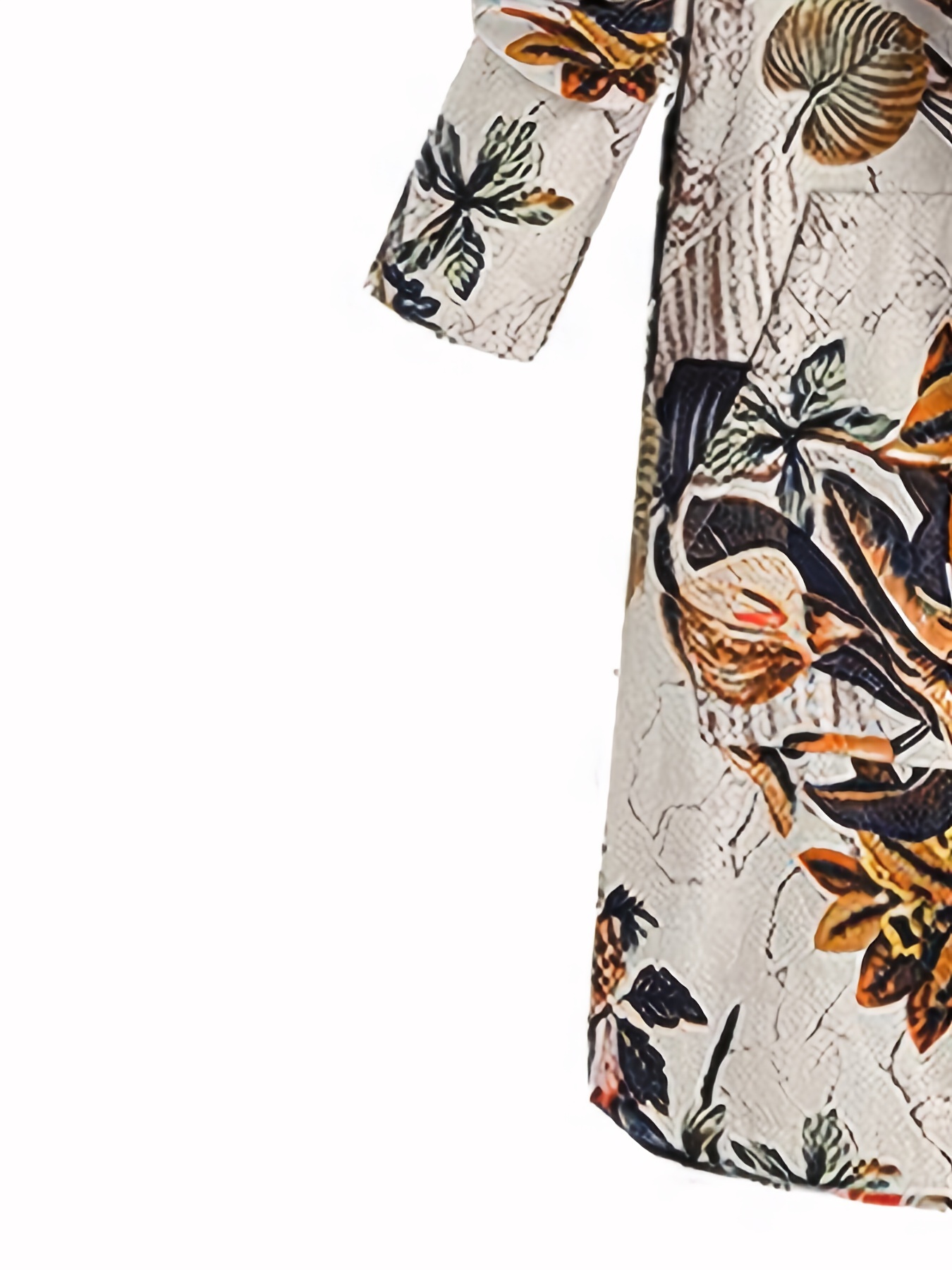 floral print pocket hooded coat casual longline long sleeve thermal coat for fall winter womens clothing details 7