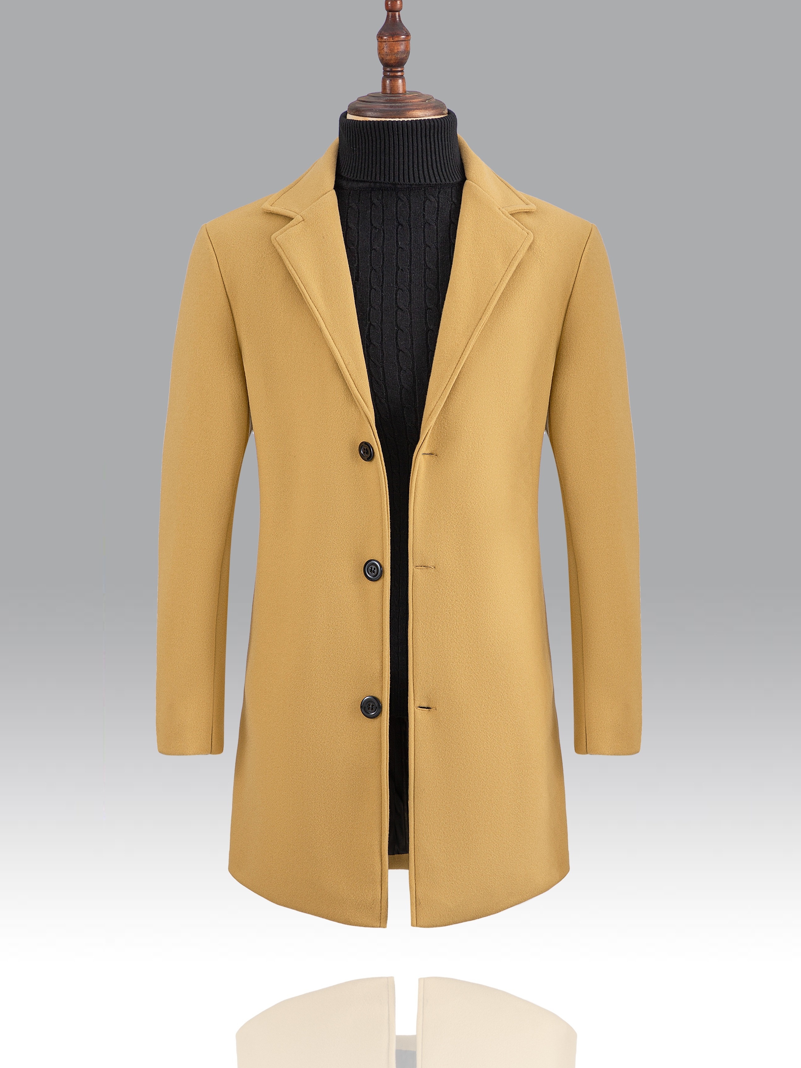 mens casual single breasted trench coat elegant mature overcoat for fall winter business details 20