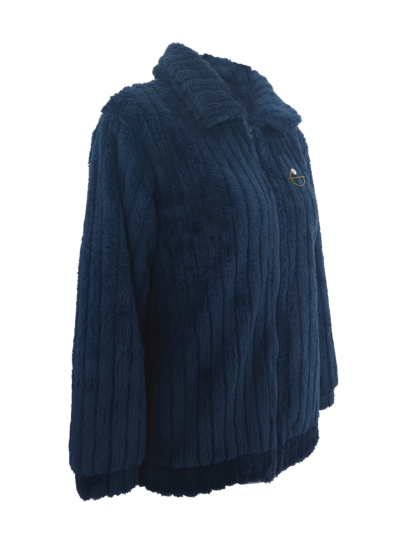 fuzzy solid warm coat elegant open front long sleeve outerwear womens clothing details 11