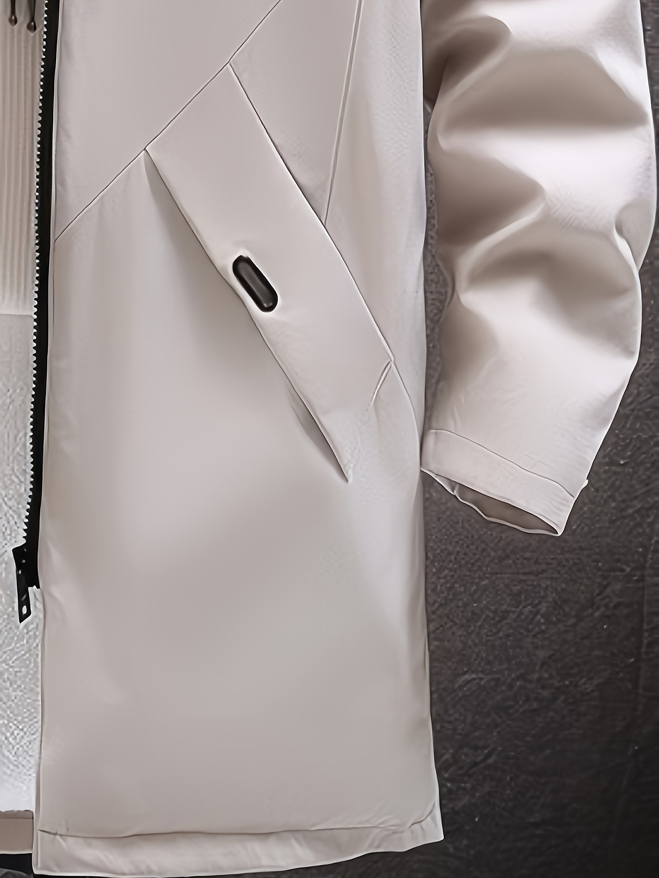 mens warm fleece long windbreaker jacket casual hooded overcoat details 19